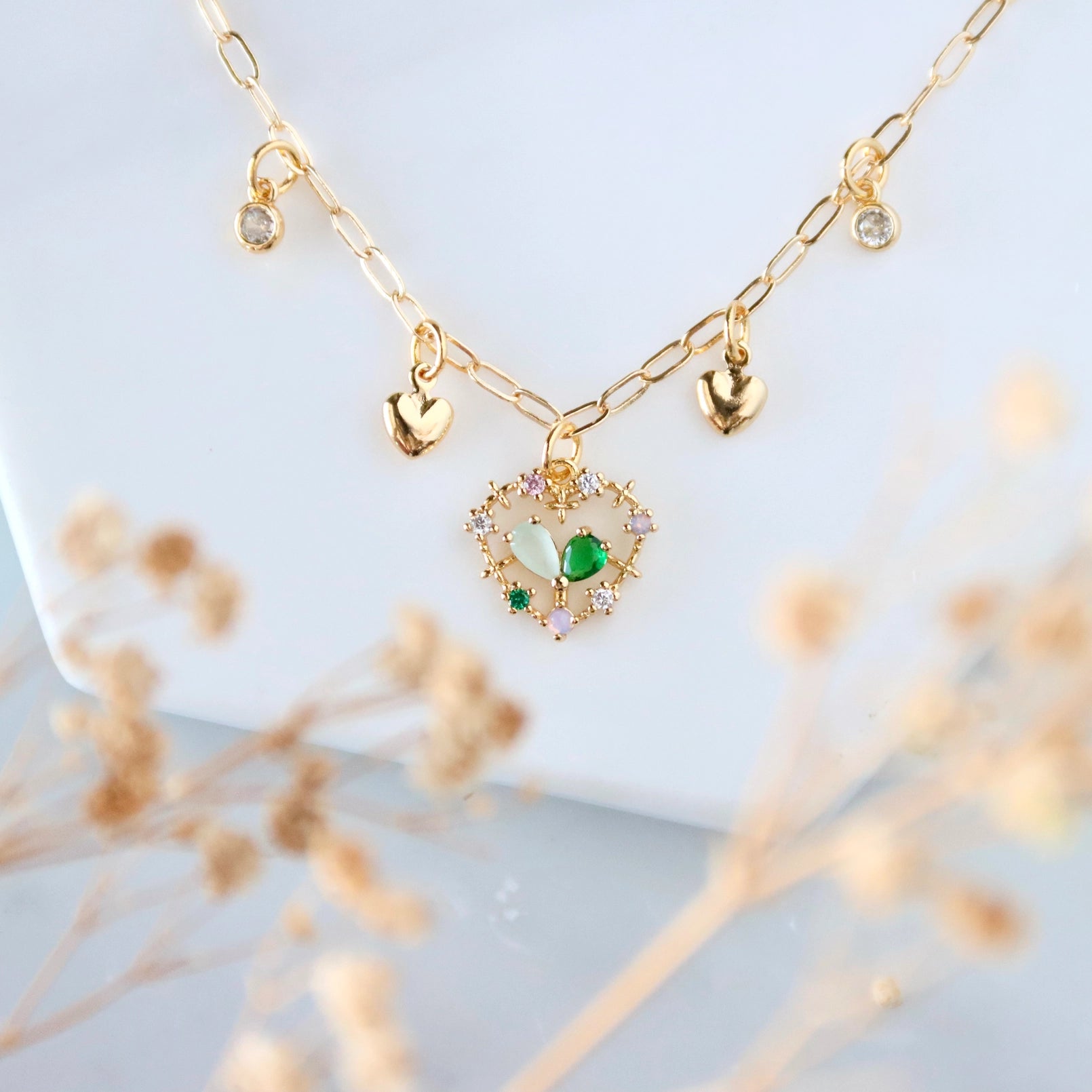 CZ Heart Charm Necklace