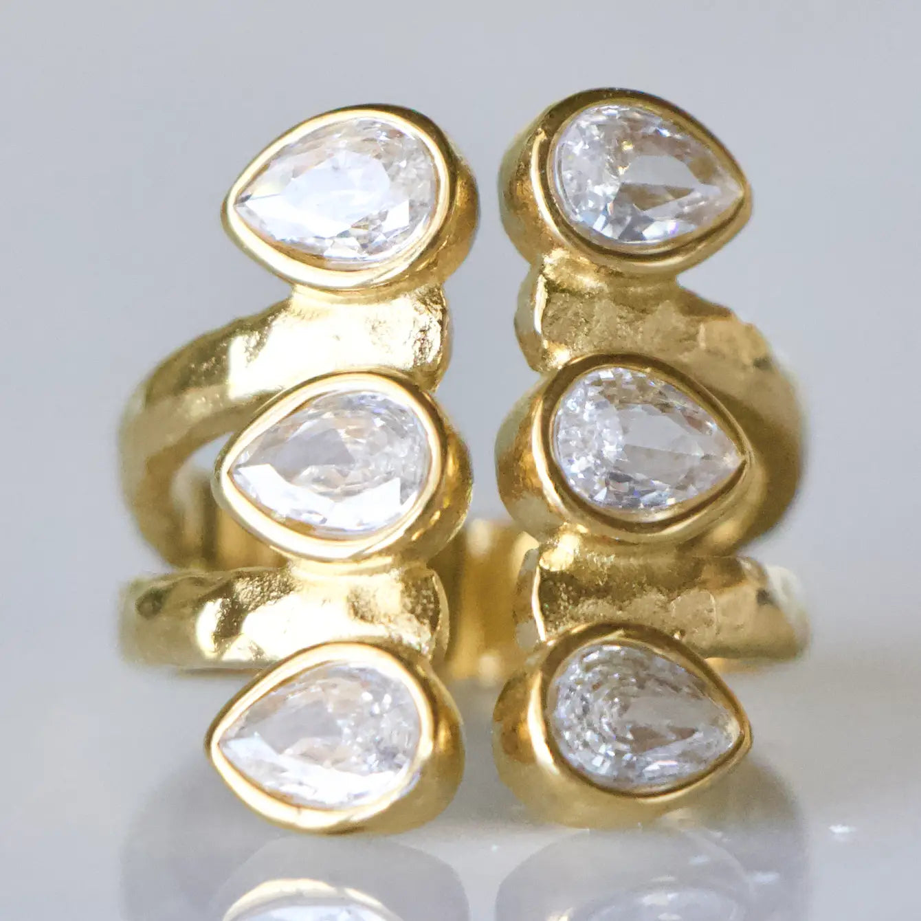 CZ Droplet Cuff Ring