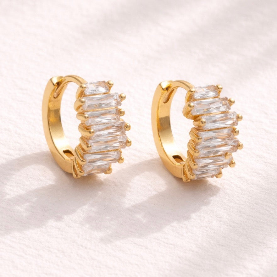 CZ Baguette Huggie Hoop Earrings