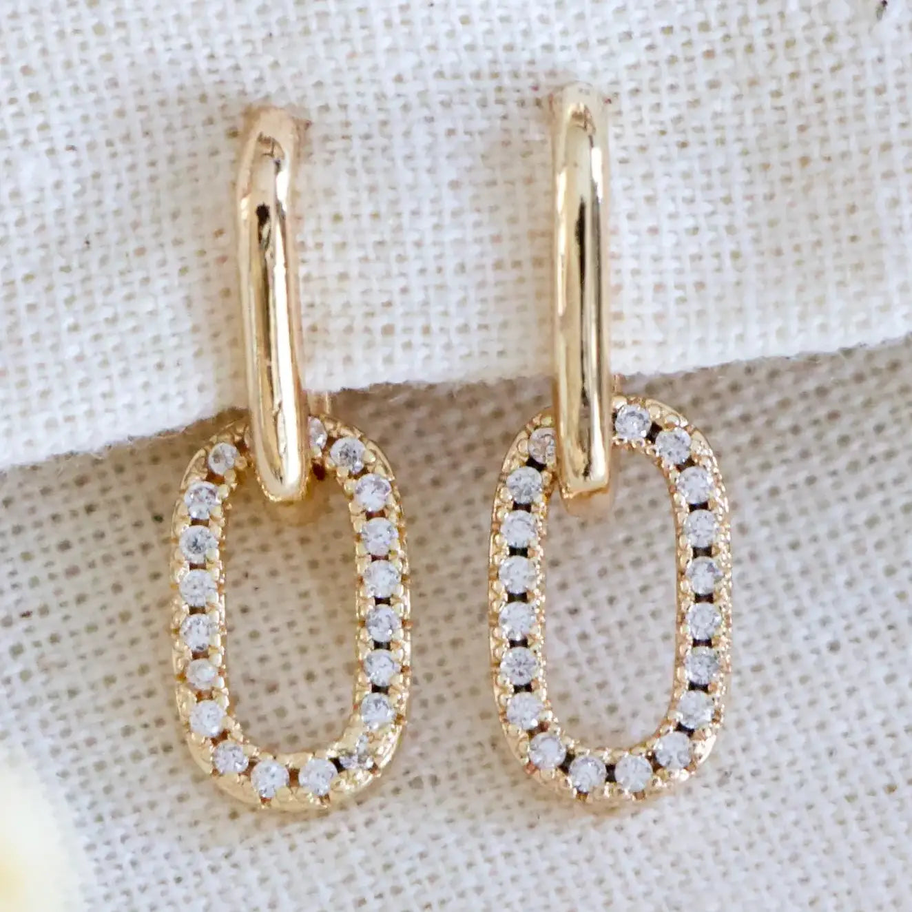 CZ Oval Dangle Earrings