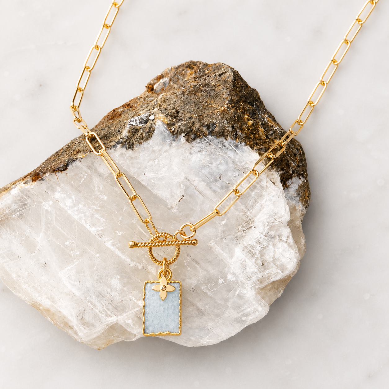 Aquamarine Toggle Necklace