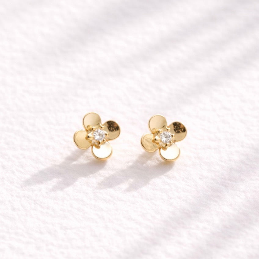 Dainty CZ Flower Earrings
