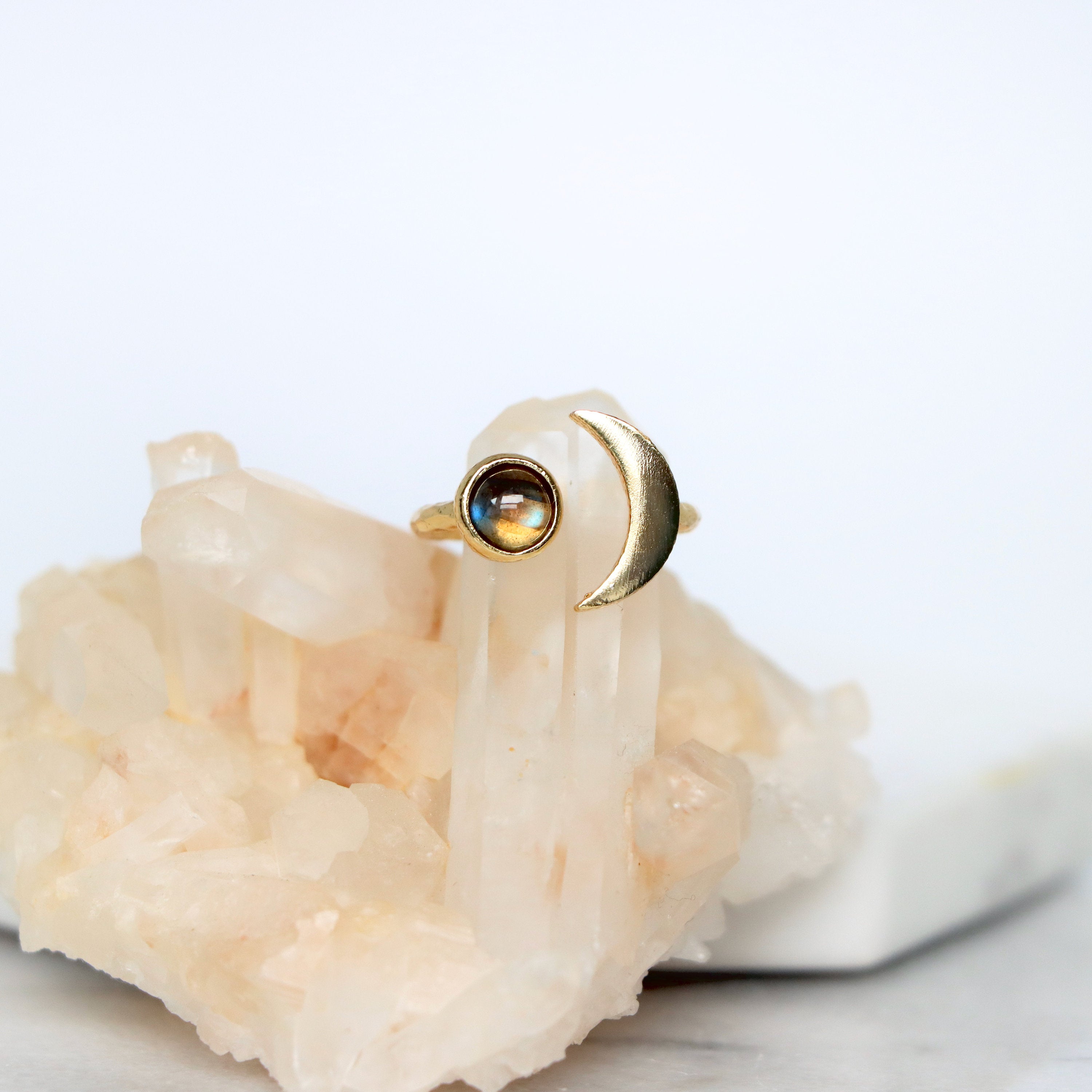 Labradorite Crescent Ring