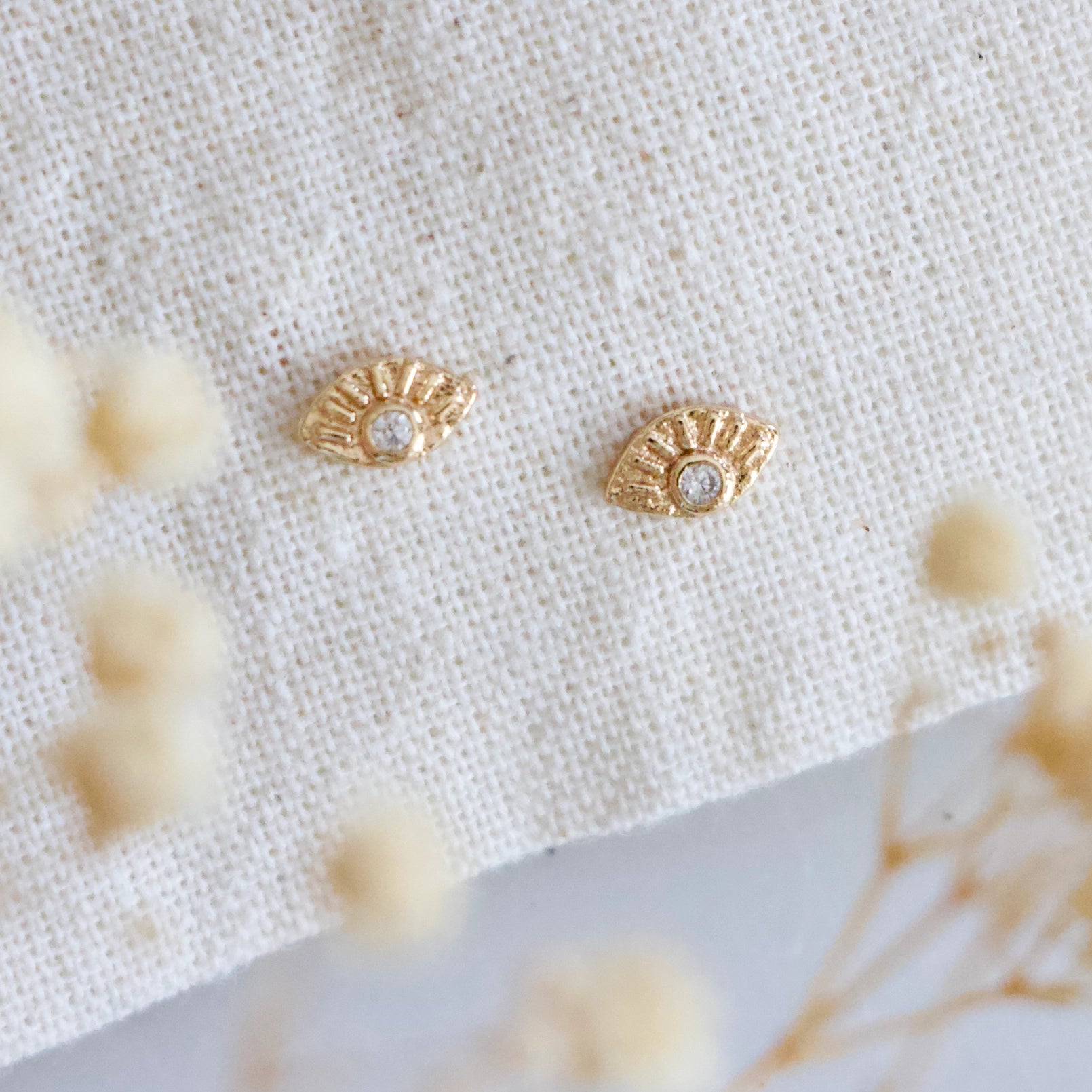 Mini CZ Evil Eye Earrings