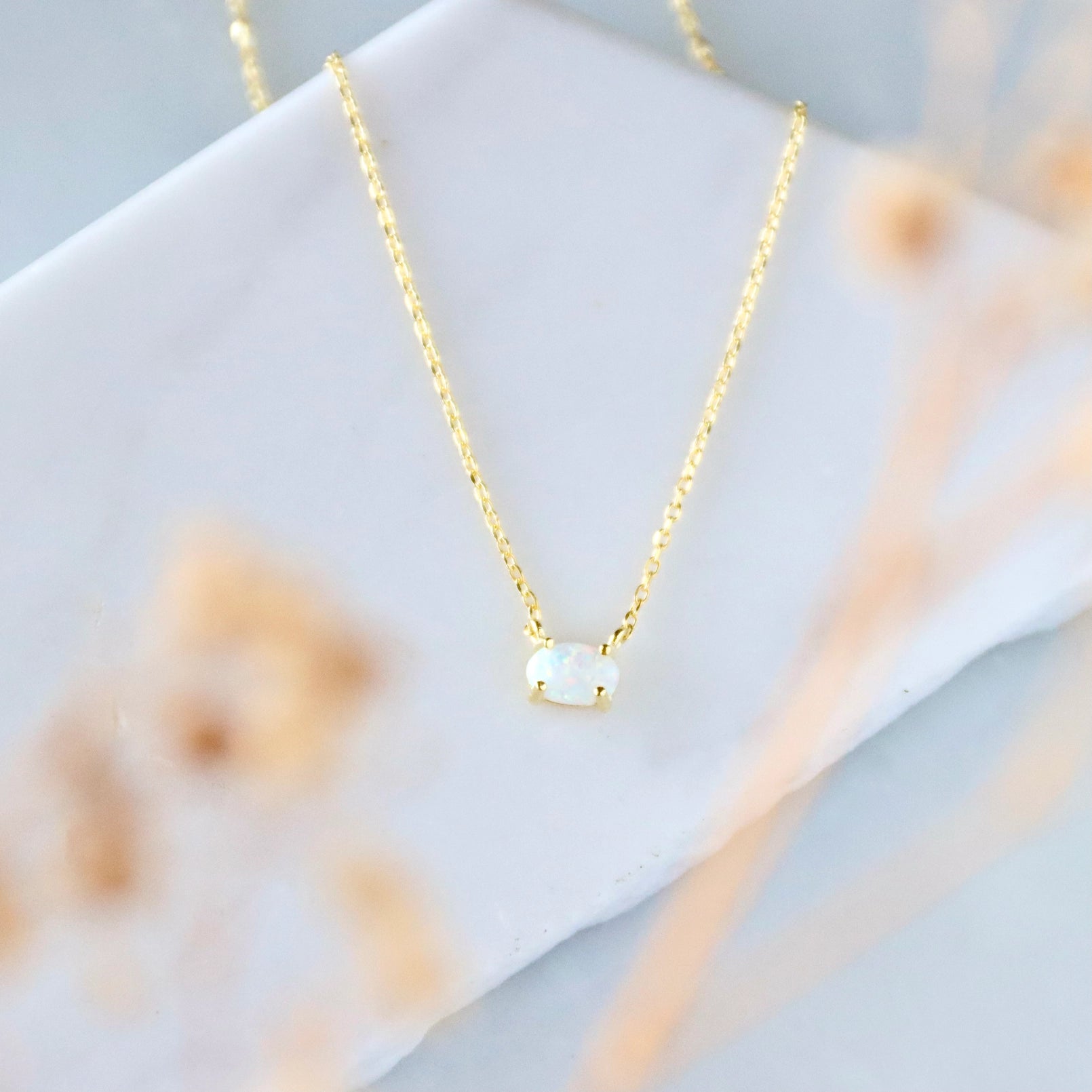 Mini Oval Opal Necklace