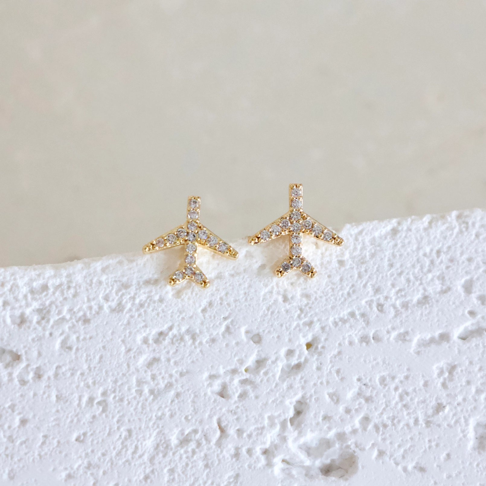 CZ Airplane Stud Earrings
