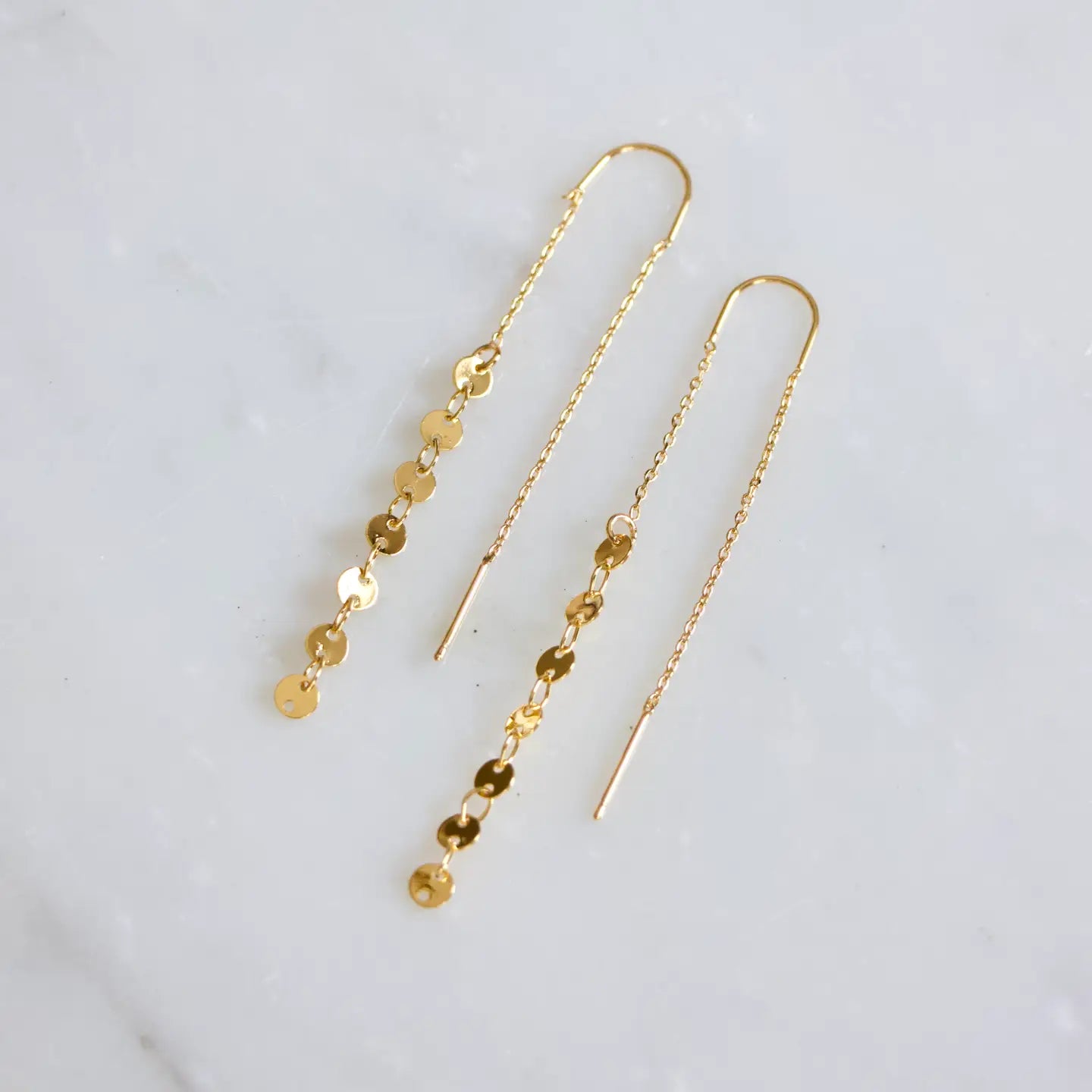 Coin Threader Earrings - Gold and Silver