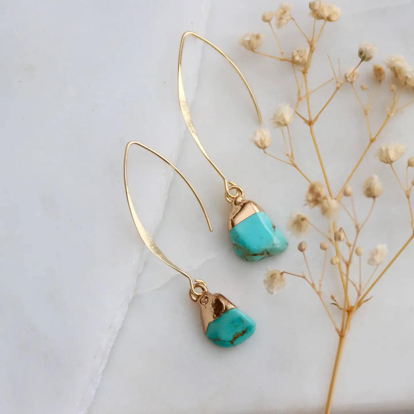 Turquoise Nugget Drop Earrings