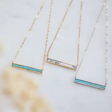 Turquoise Bar Necklace - Gold Filled, Sterling Silver