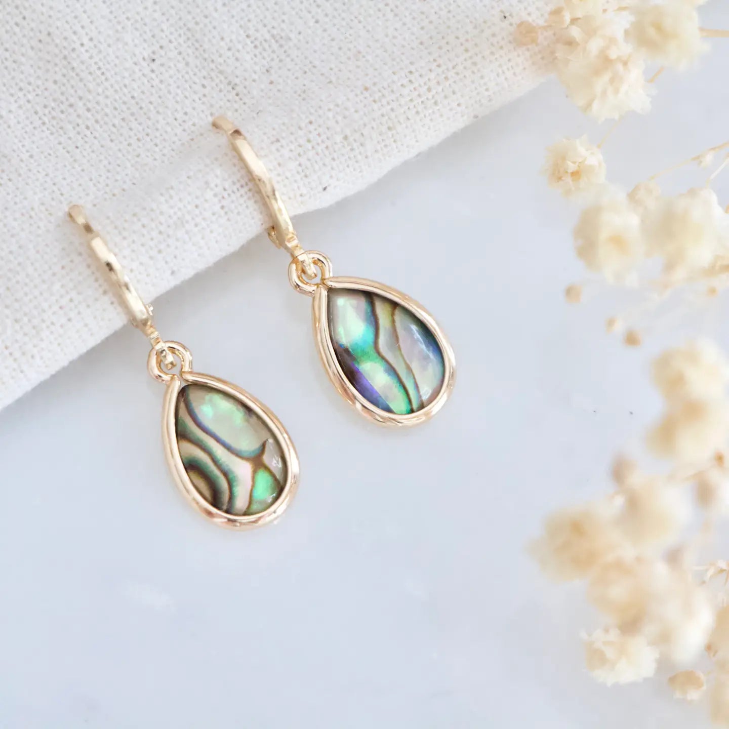 Abalone Huggie Earrings