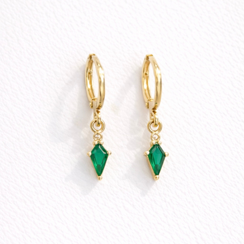 Emerald Huggie Earrings