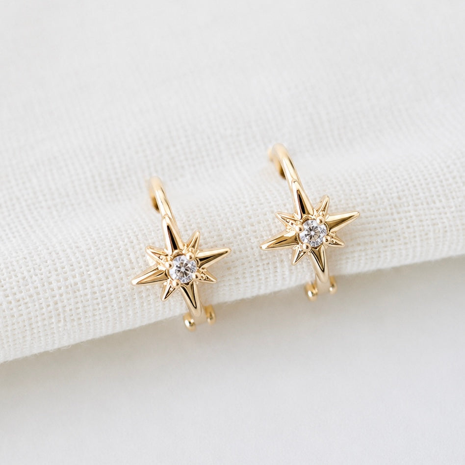 Mini CZ Star Huggie Earrings