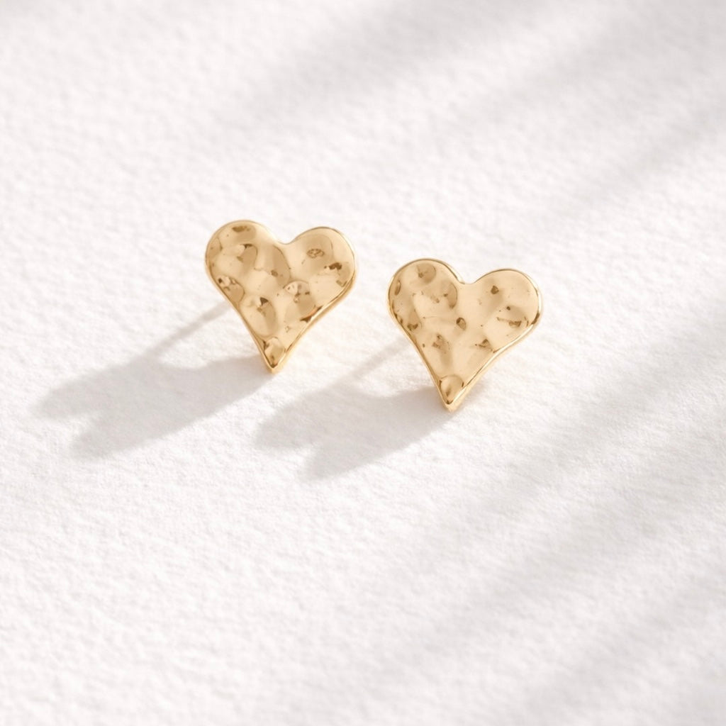 Hammered Heart Stud Earrings