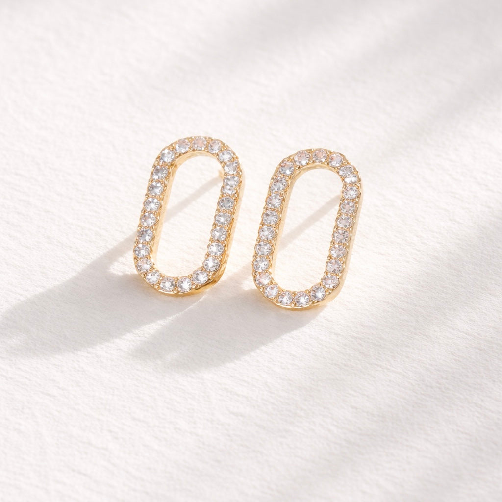 CZ Oval Stud Earrings