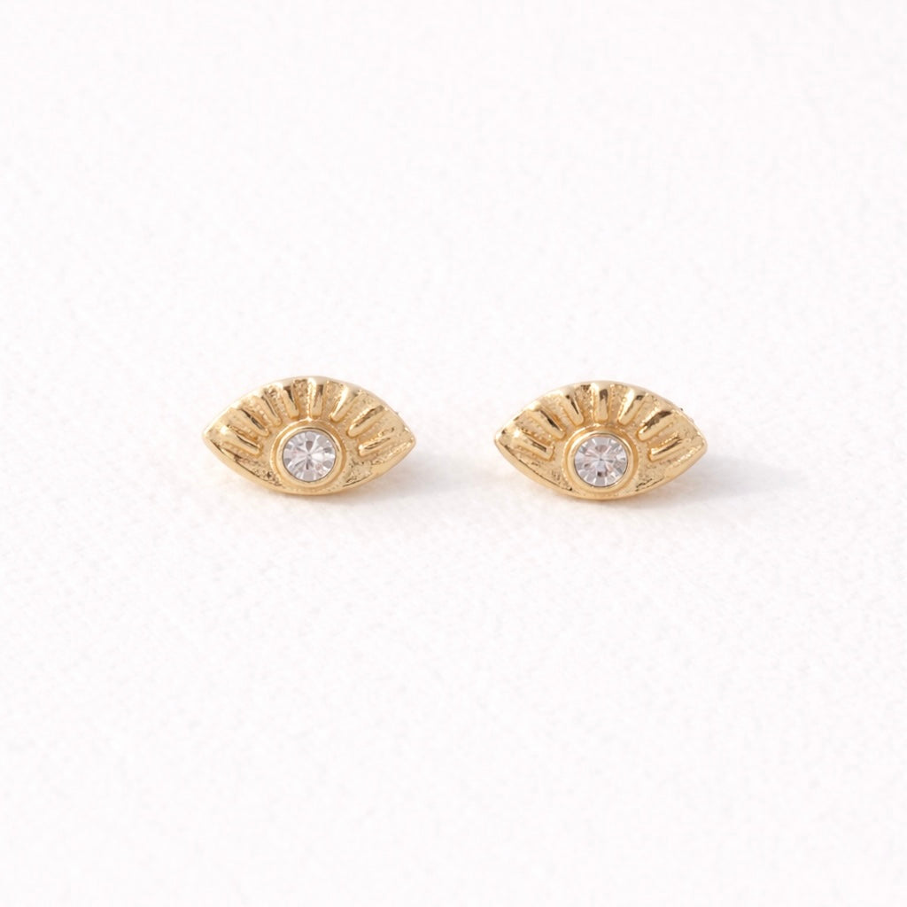Mini CZ Evil Eye Earrings