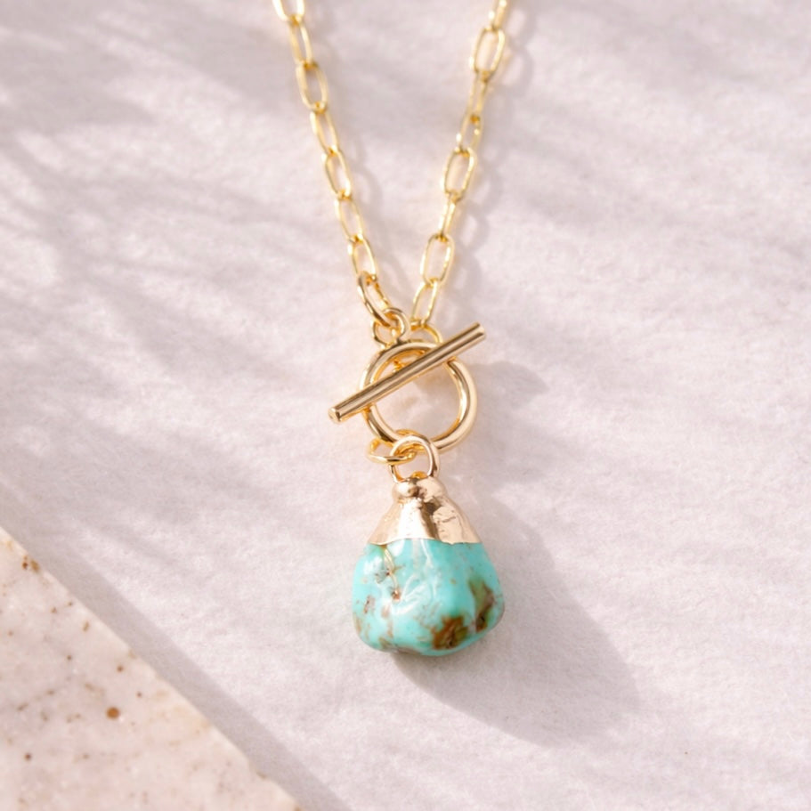 Amethyst or Turquoise Nugget Toggle Necklace