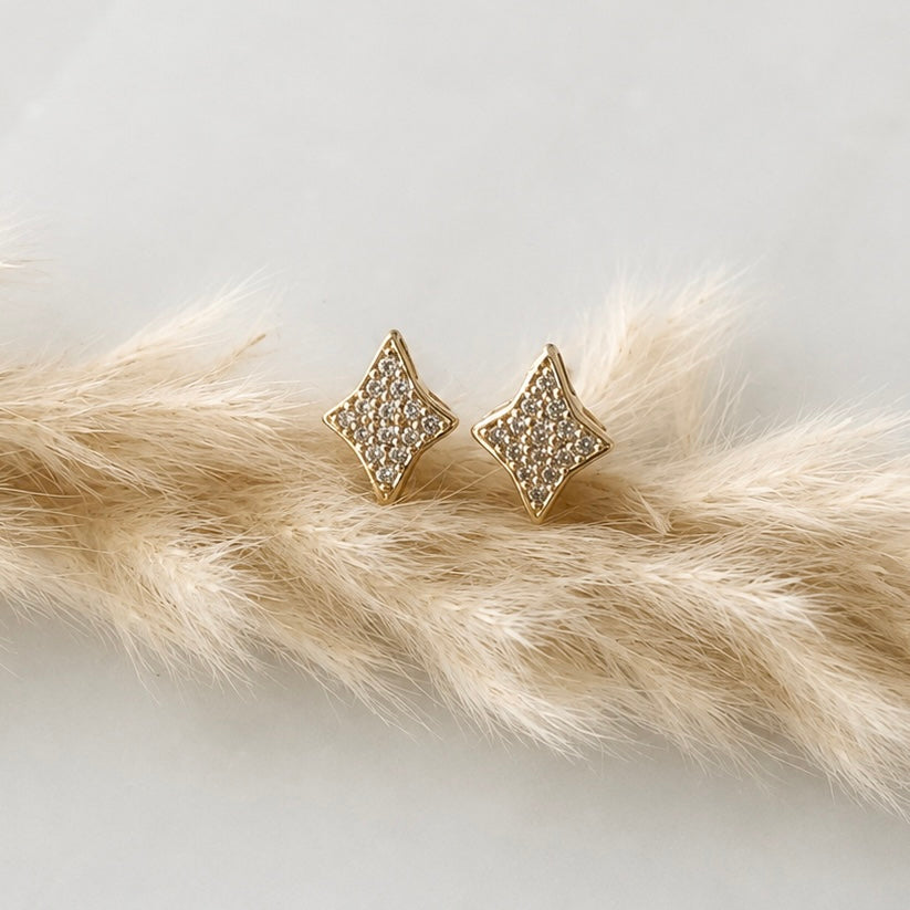 CZ Pave Star Stud Earrings
