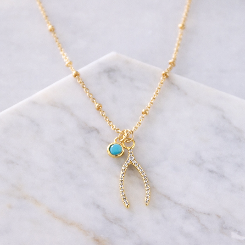 Wishbone Necklace - Turquoise