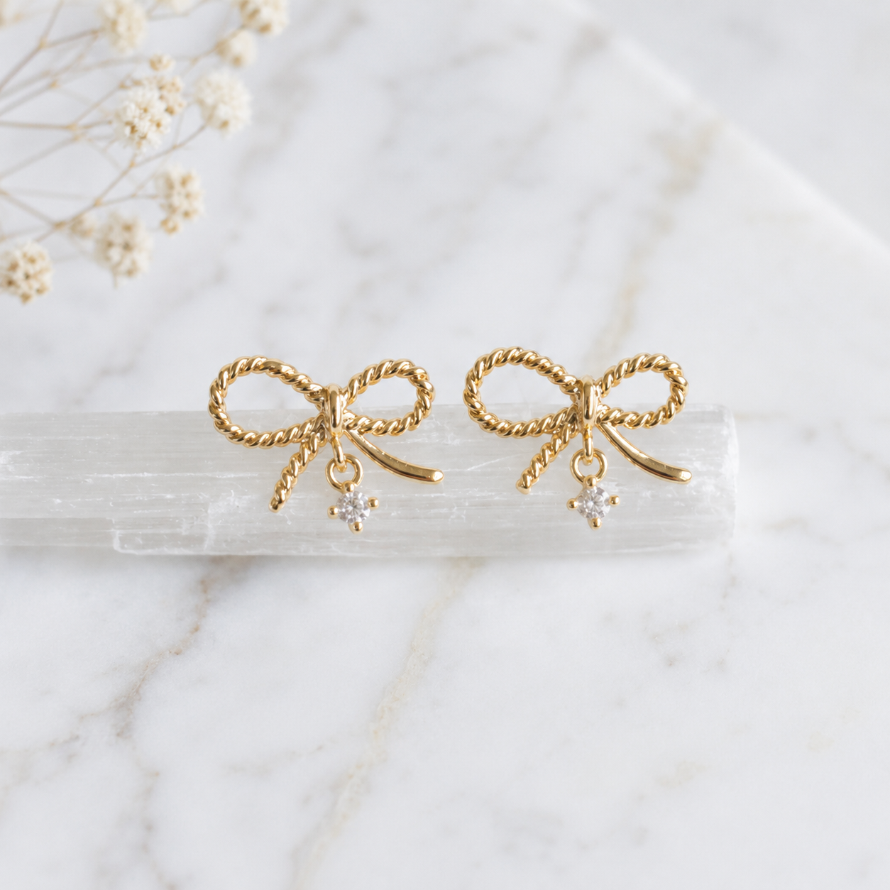 CZ Bow Stud Earrings