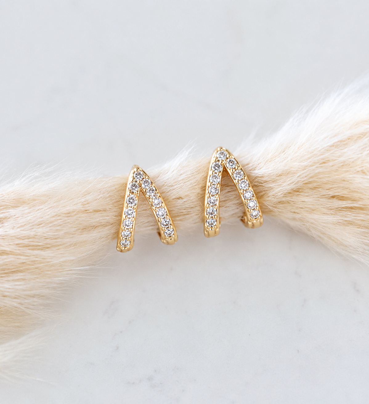 Tiny CZ V Huggie Earrings
