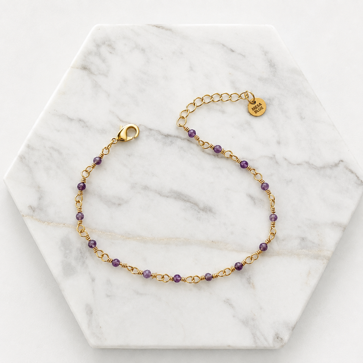 Amethyst Beaded Chain Bracelet