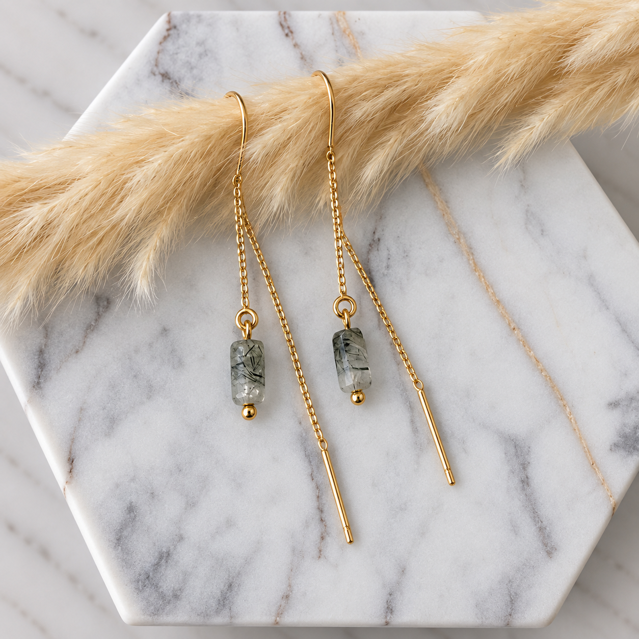 Blake Rutilated Quartz Threader Earrings