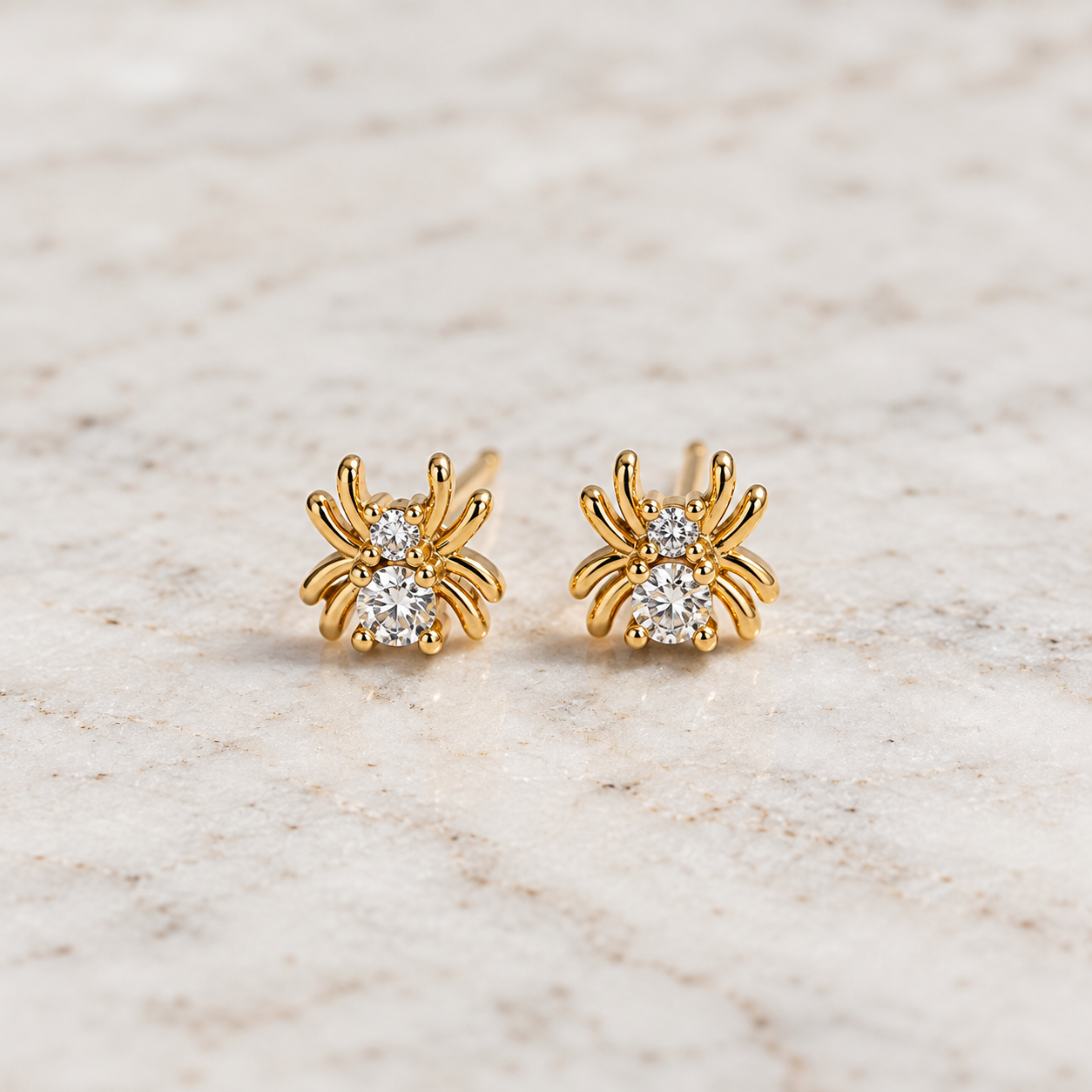 Tiny CZ Spider Stud Earrings