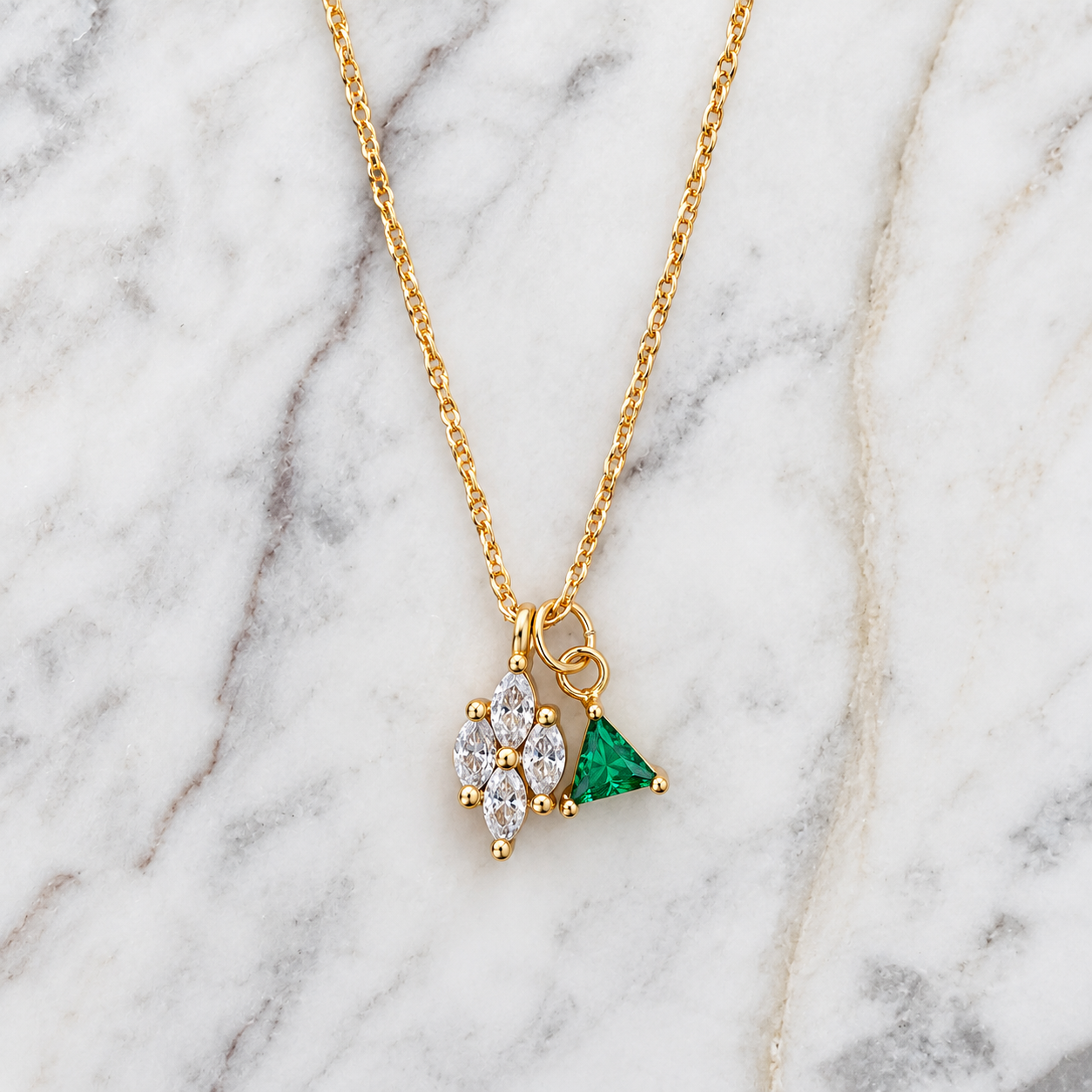 CZ Emerald Charm Necklace