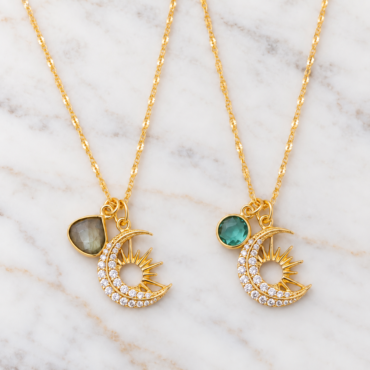 Celestial Necklace - Aquamarine Quartz or Labradorite