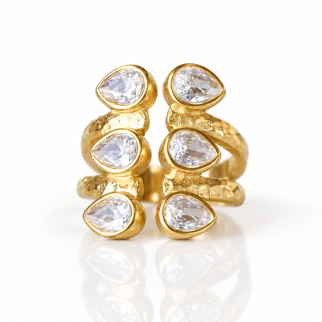 CZ Droplet Cuff Ring