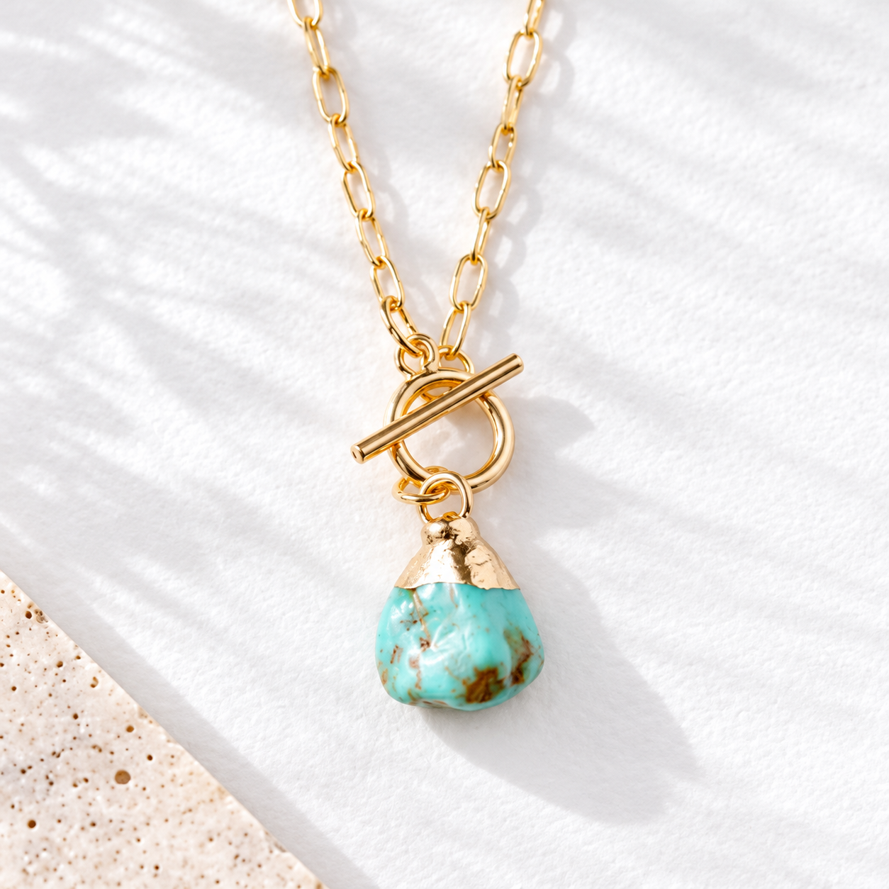 Amethyst or Turquoise Nugget Toggle Necklace
