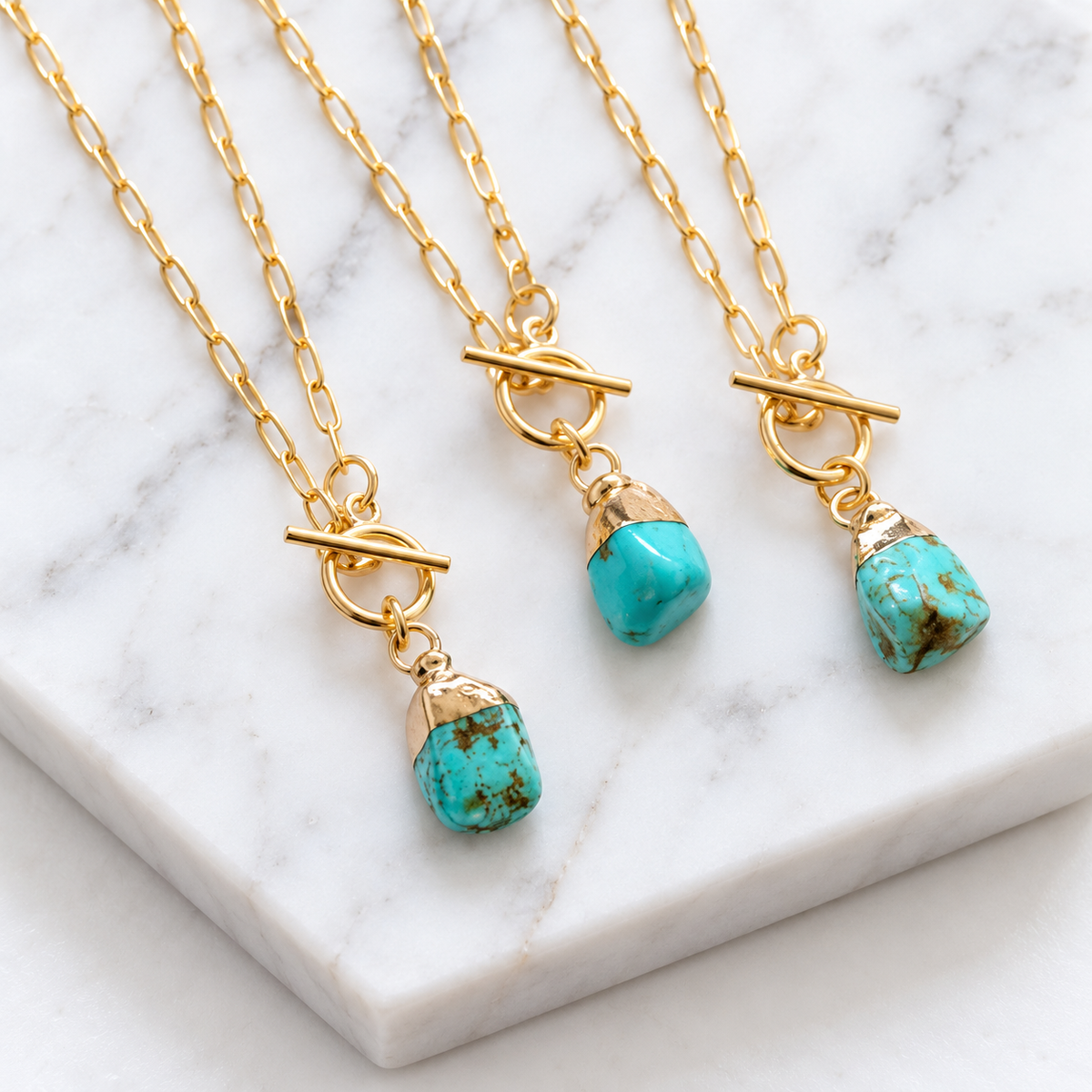 Amethyst or Turquoise Nugget Toggle Necklace