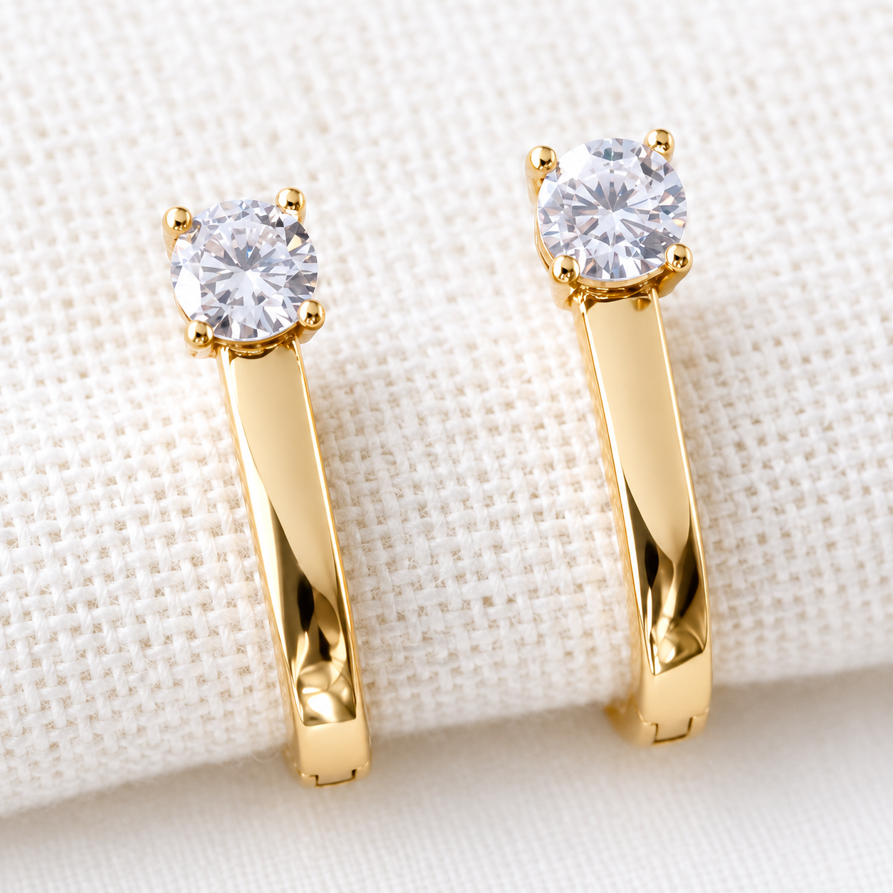 CZ U Huggie Hoop Earrings