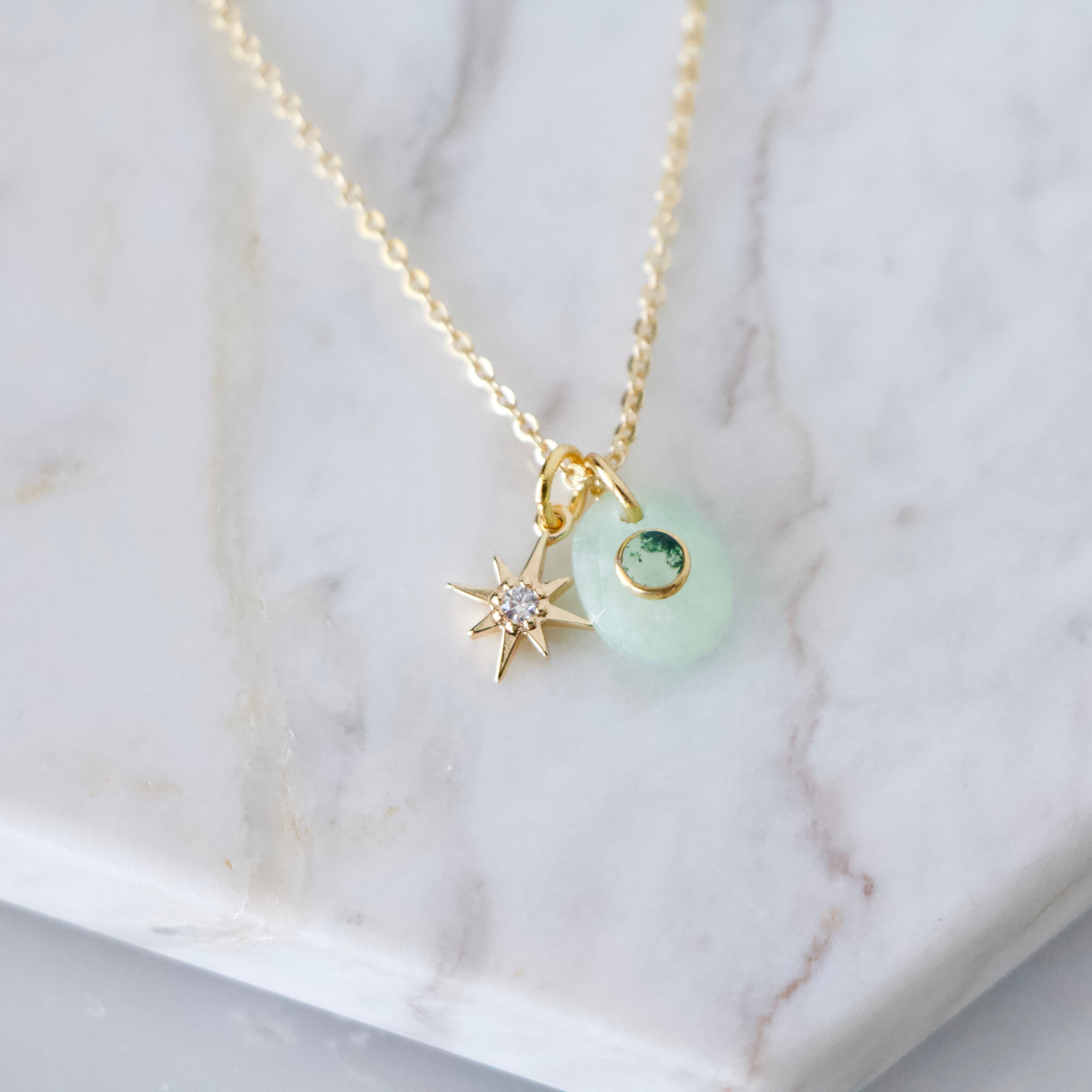 Amazonite, Labradorite, Moonstone Moss Agate Star Necklace