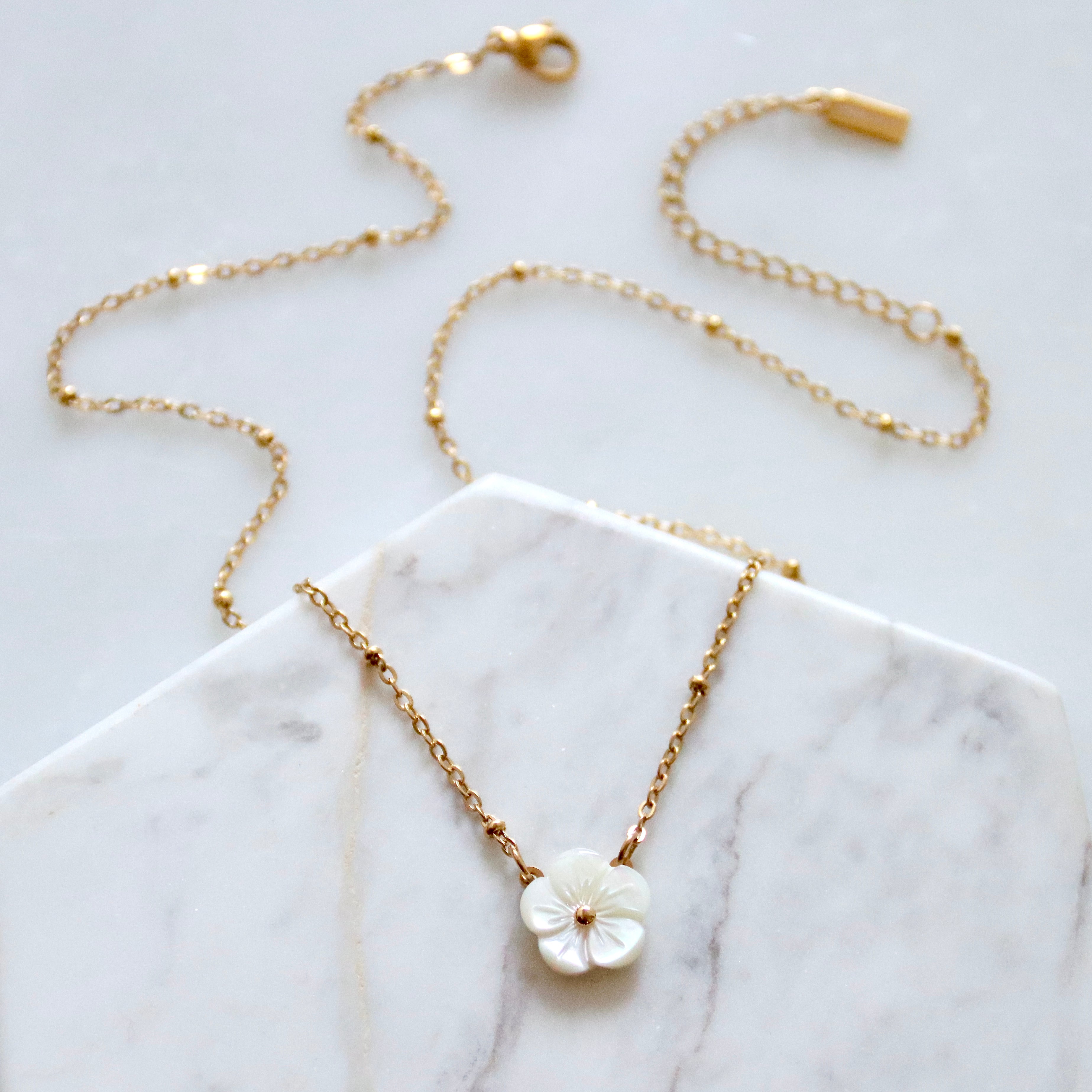 Mother of Pearl Flower Necklace - Waterproof
