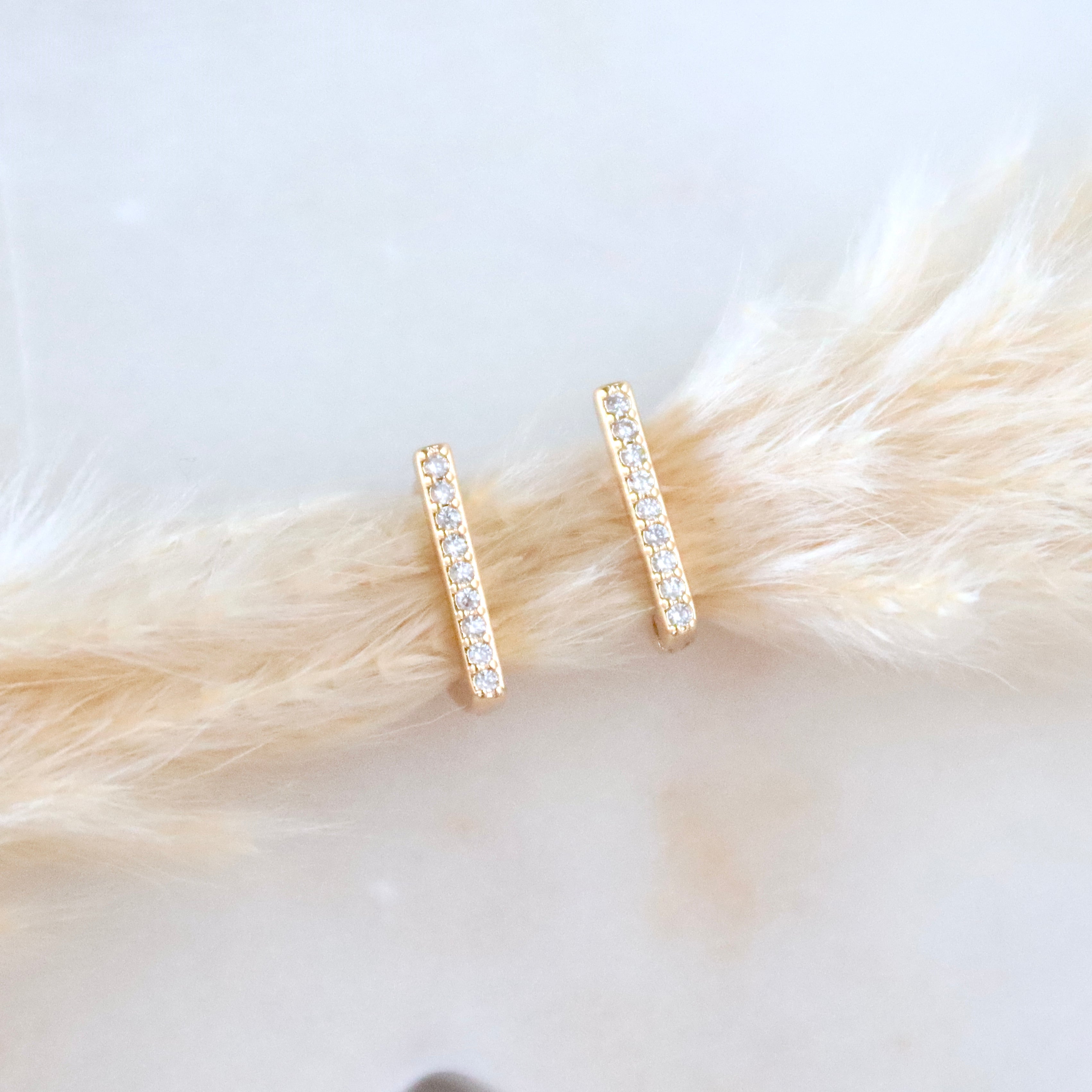 CZ Bar Huggie Earrings