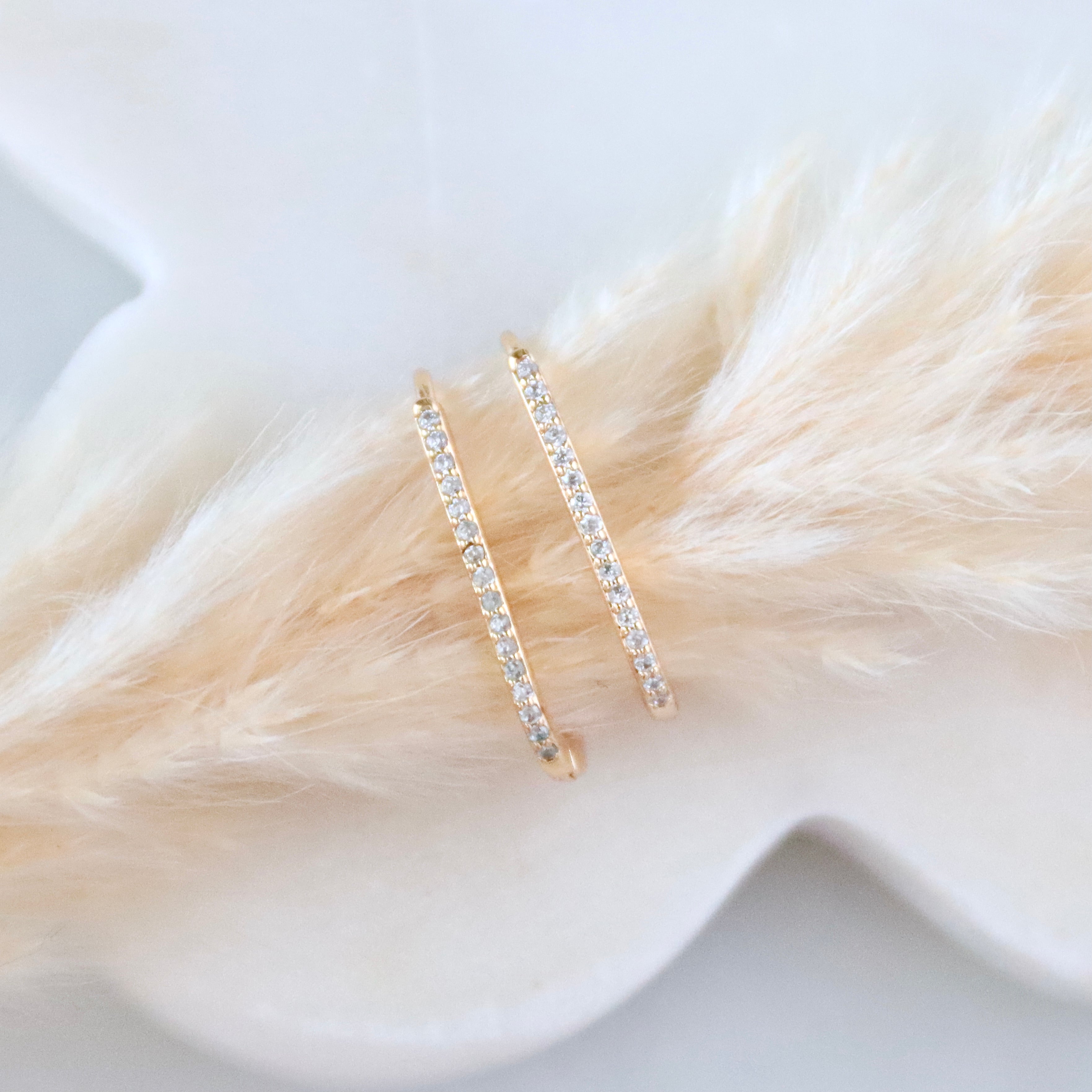 CZ Bar Oval Hoop Earrings