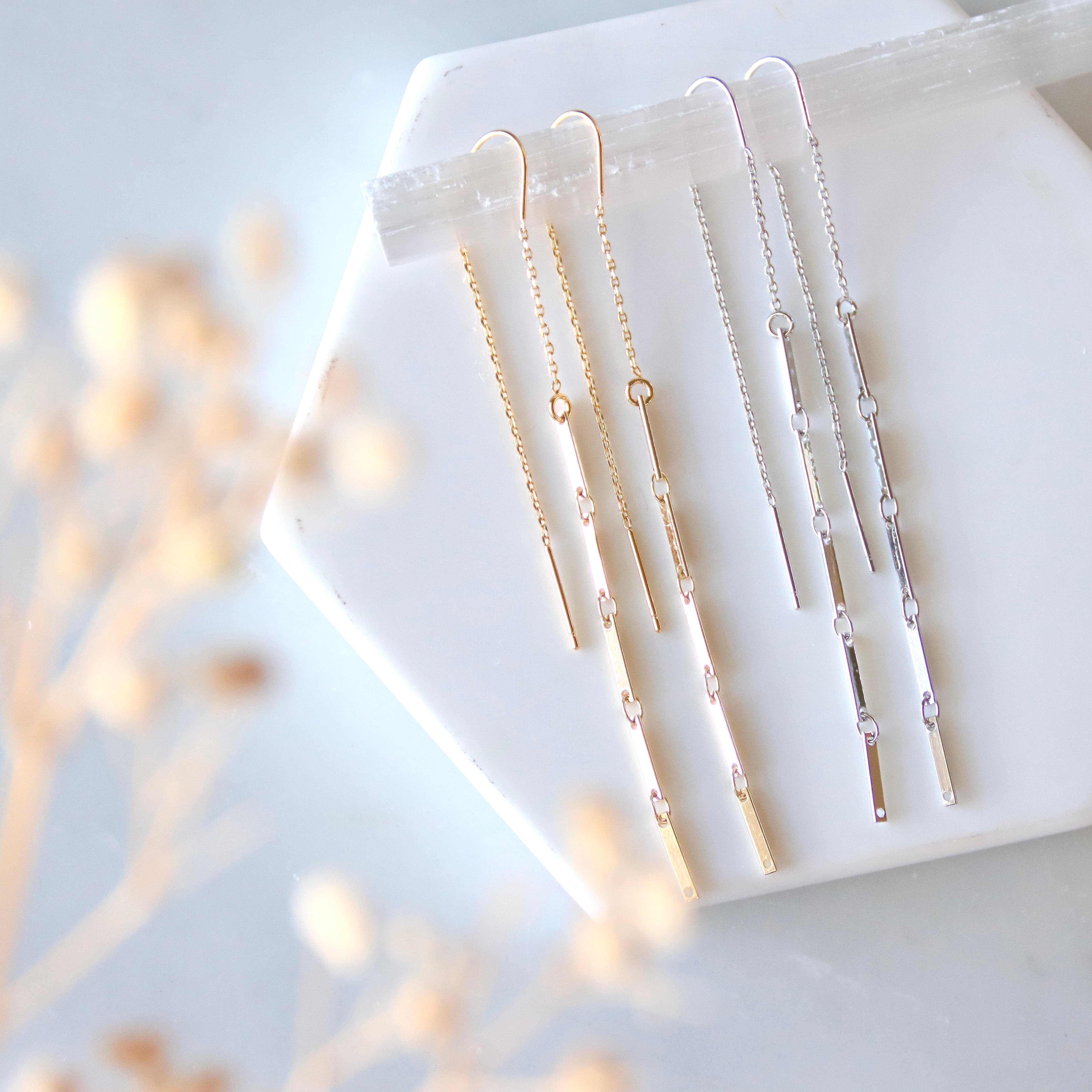 Bar Threader Earrings - Gold and Silver