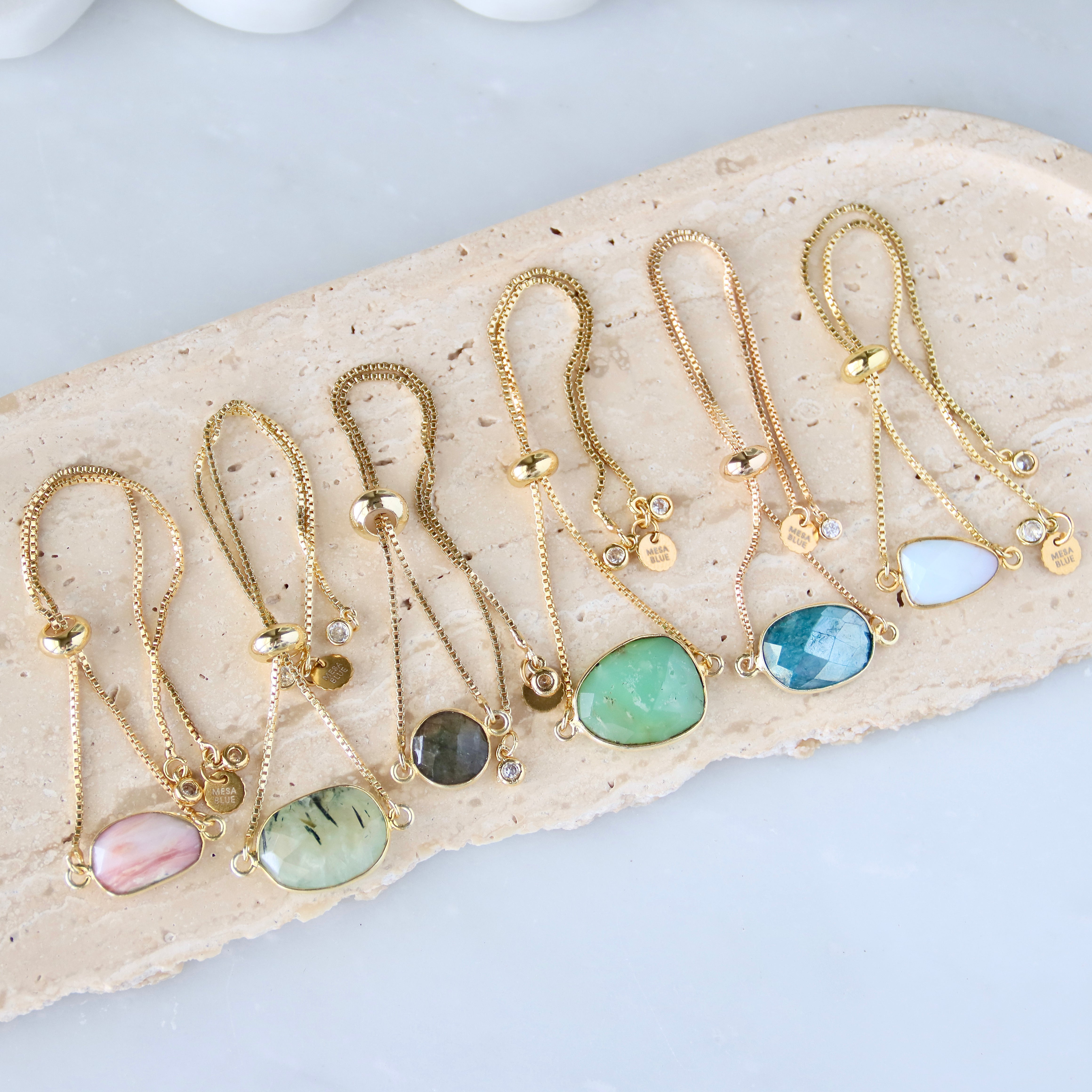 Faceted Gemstone Adjustable Bracelet