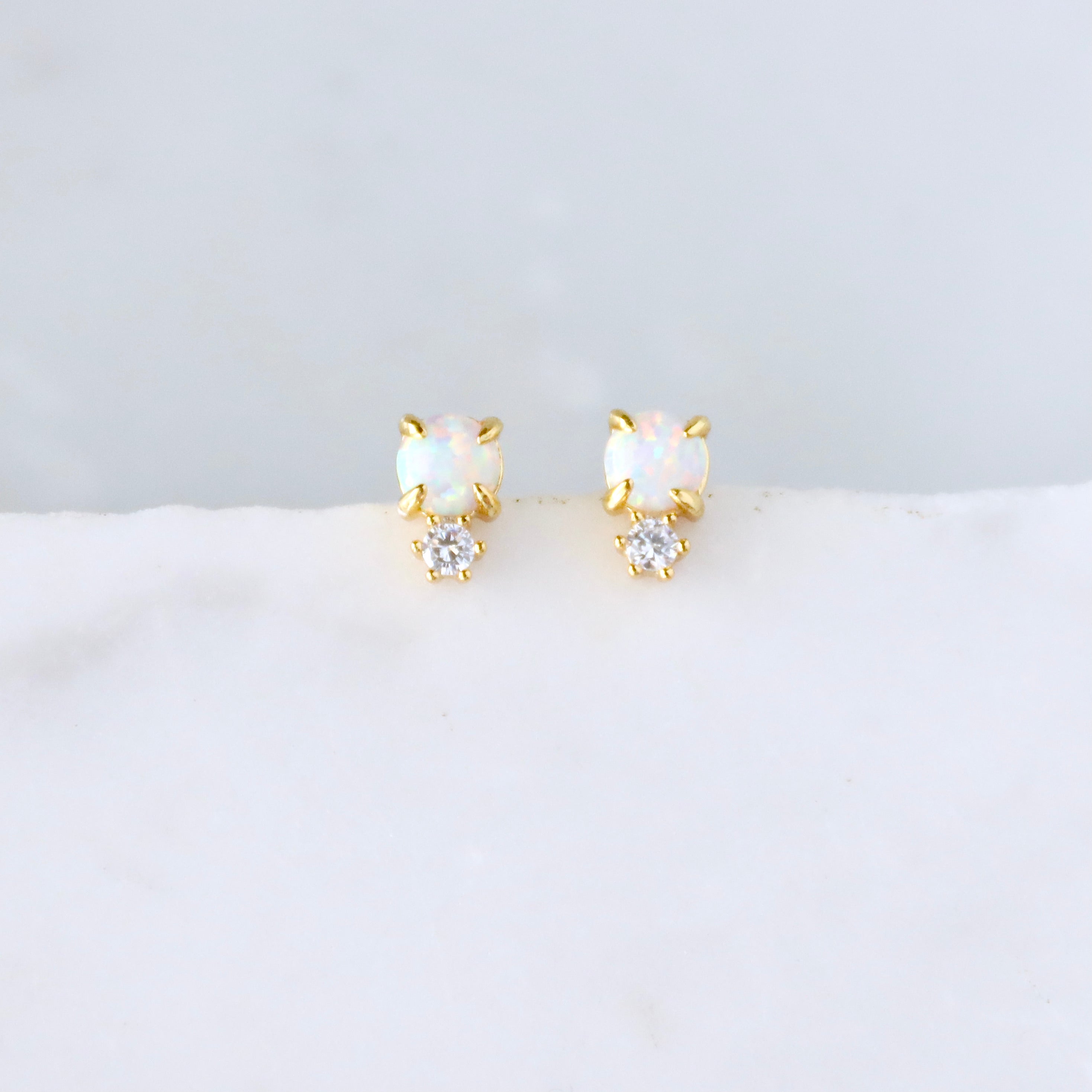 Opal CZ Stud Earrings