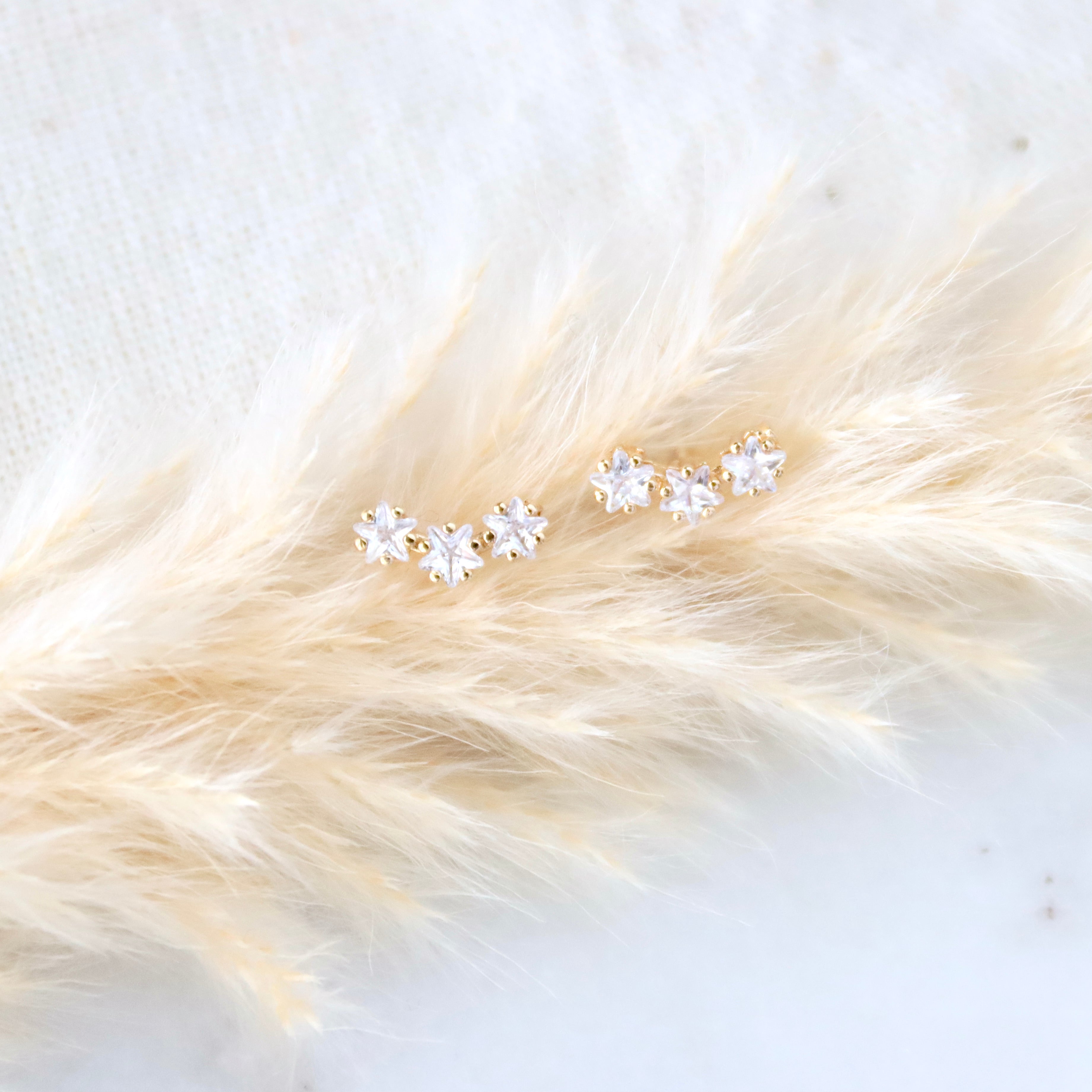 CZ Mini Star Climber Earrings