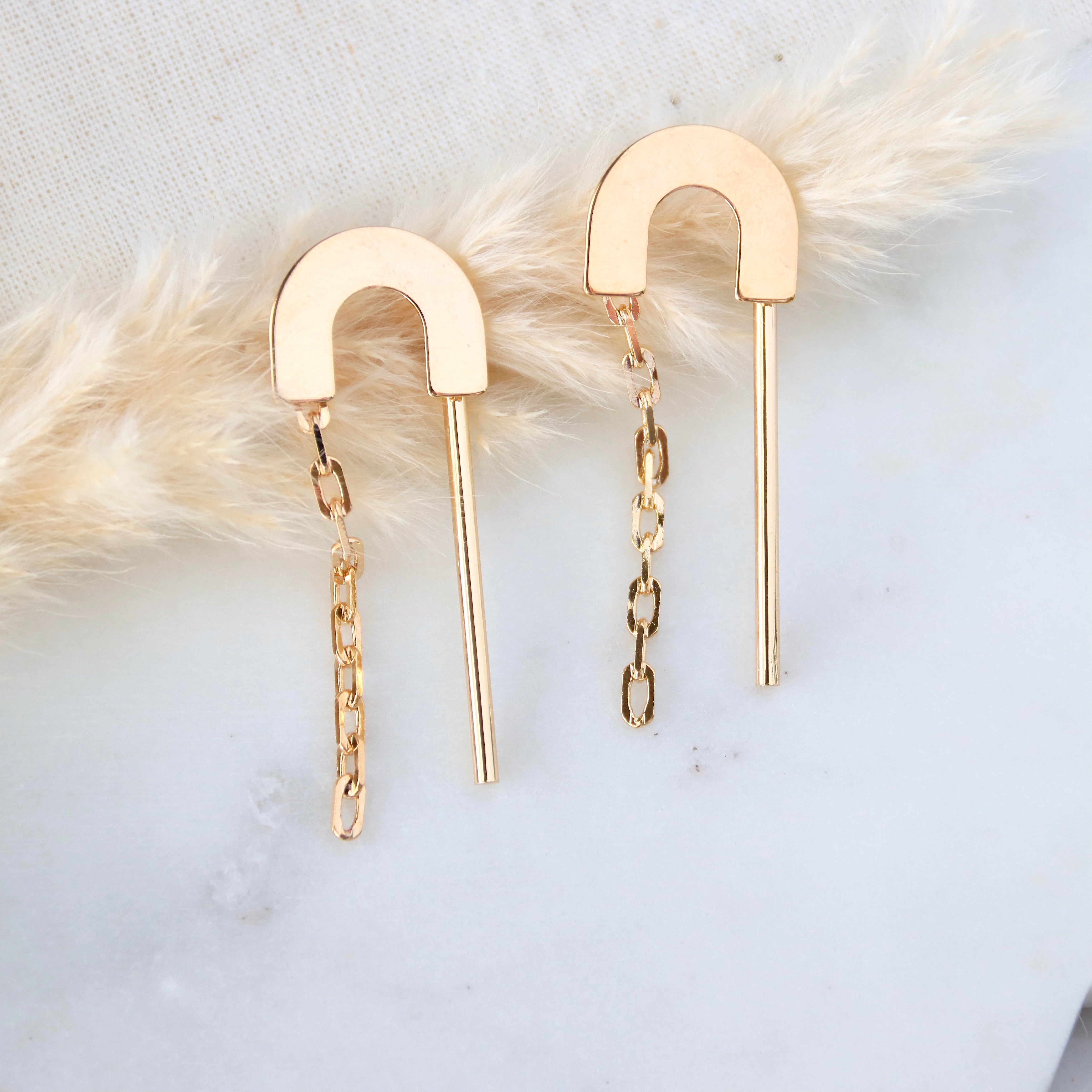 Rainbow Chain Statement Earrings