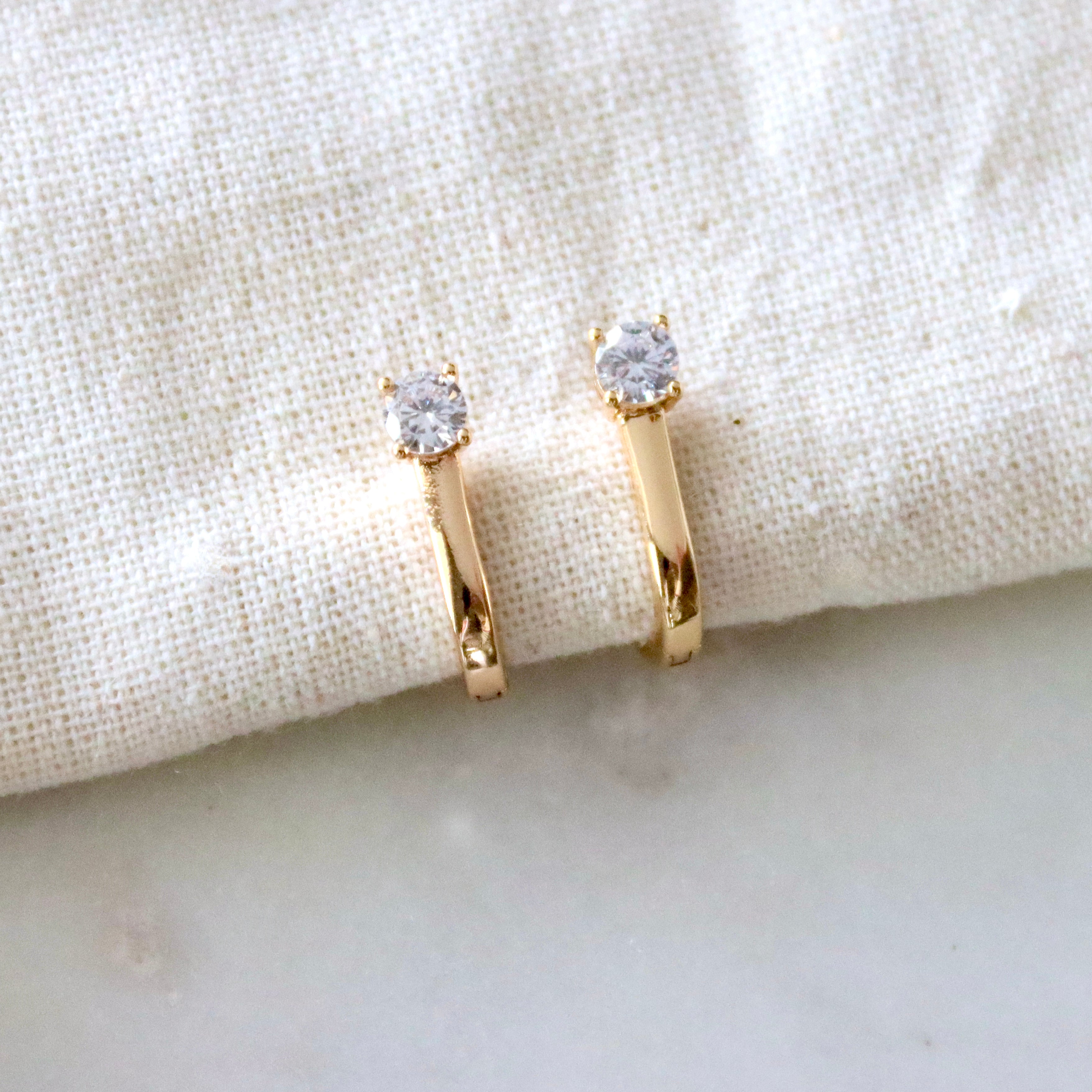 CZ U Huggie Hoop Earrings