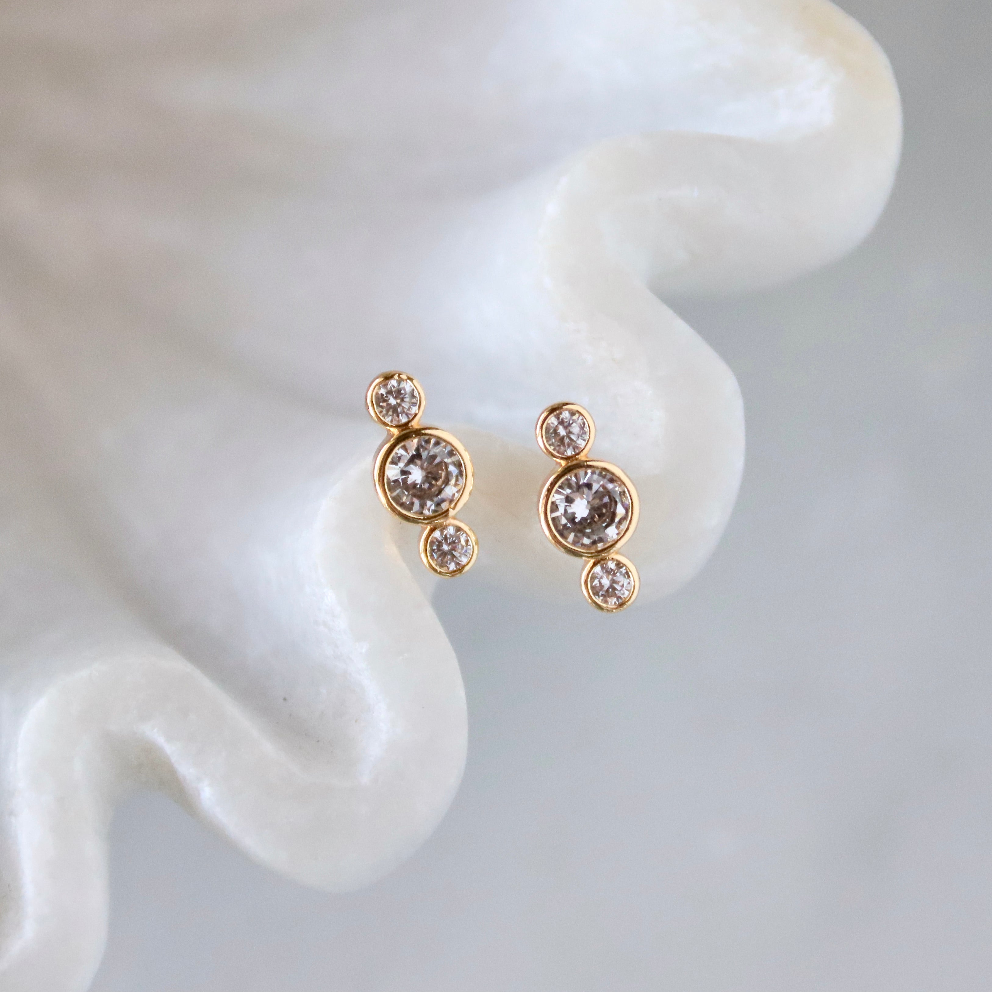 CZ Stacked Cluster Stud Earrings