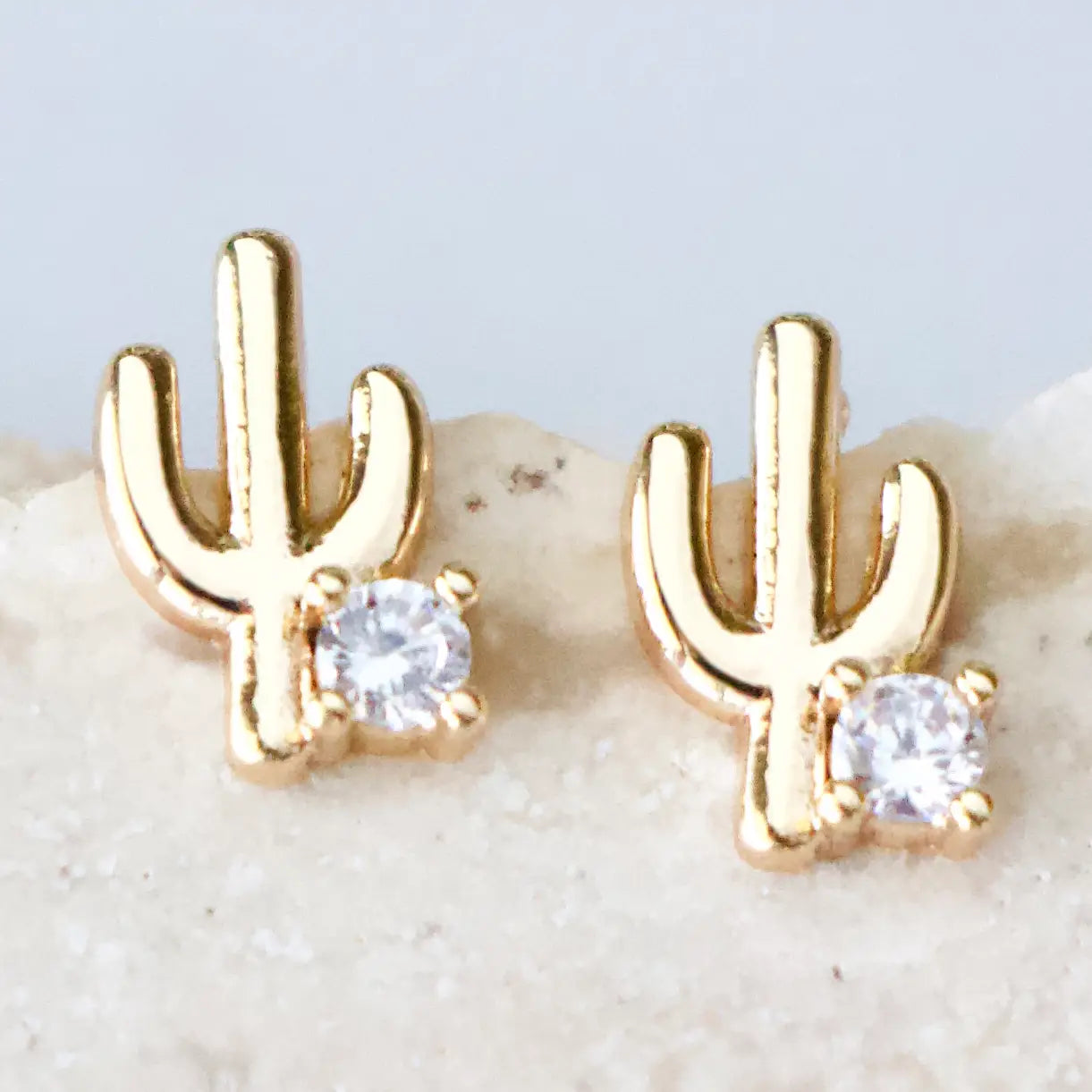 CZ Cactus Stud Earrings