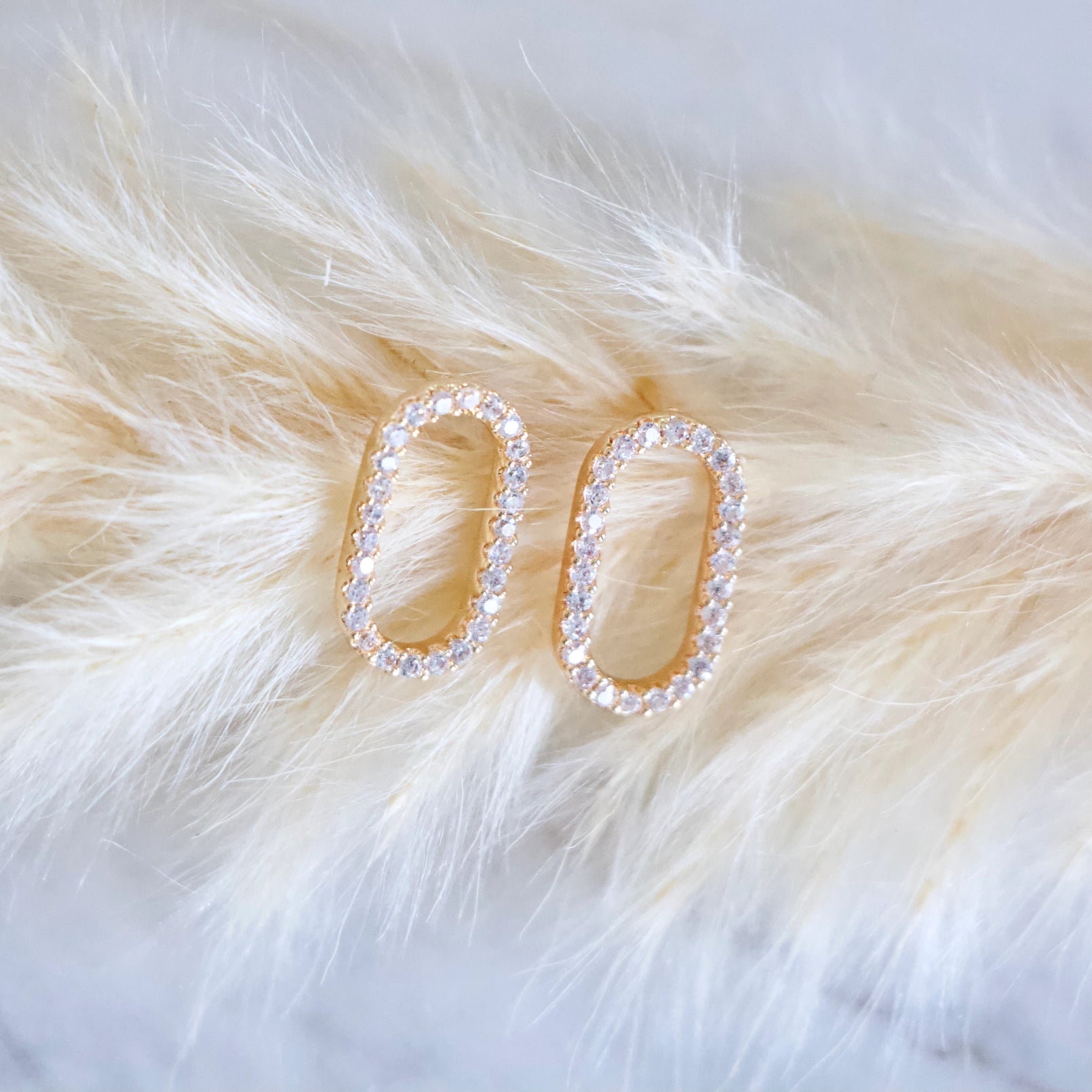 CZ Oval Stud Earrings