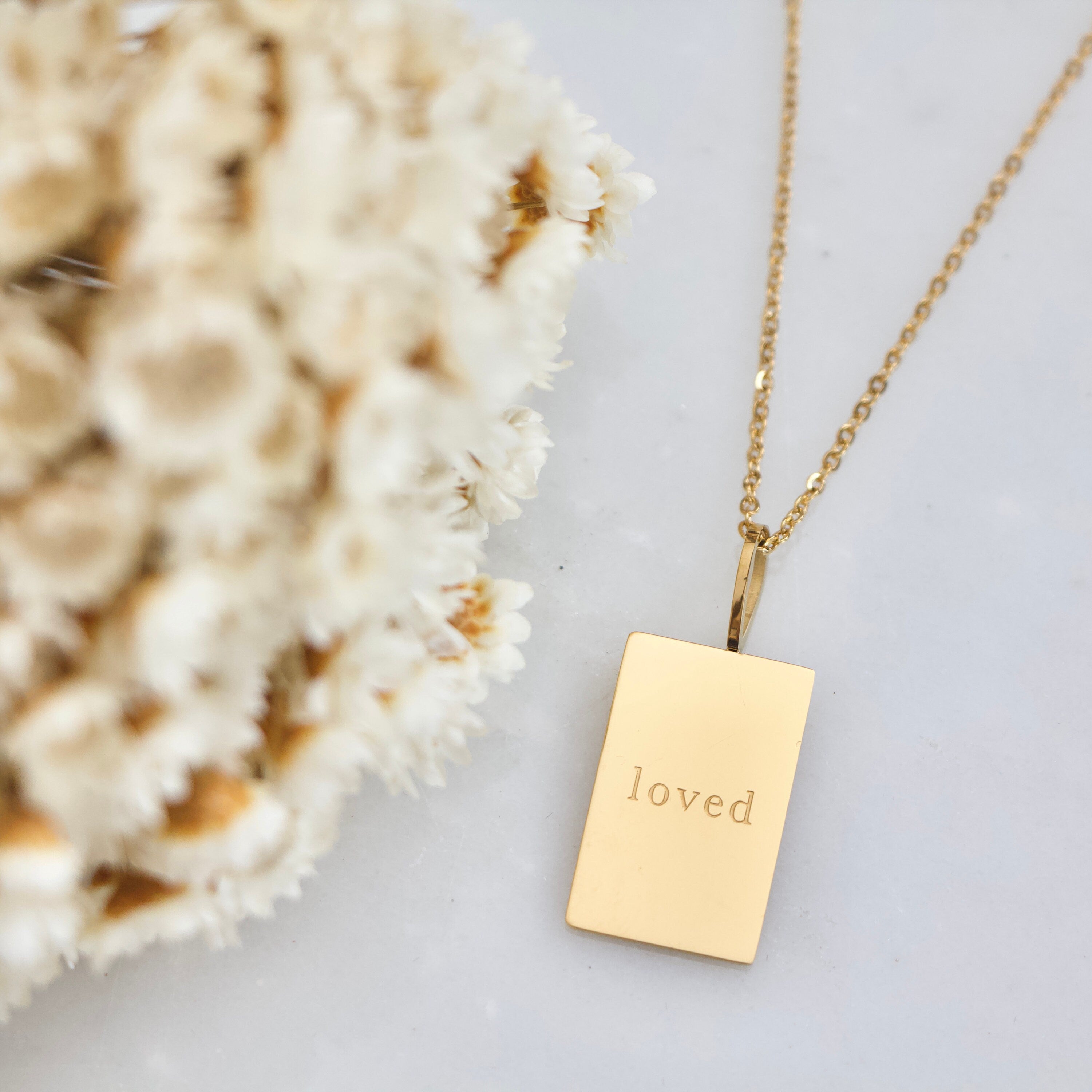 Loved Stamped Necklace
